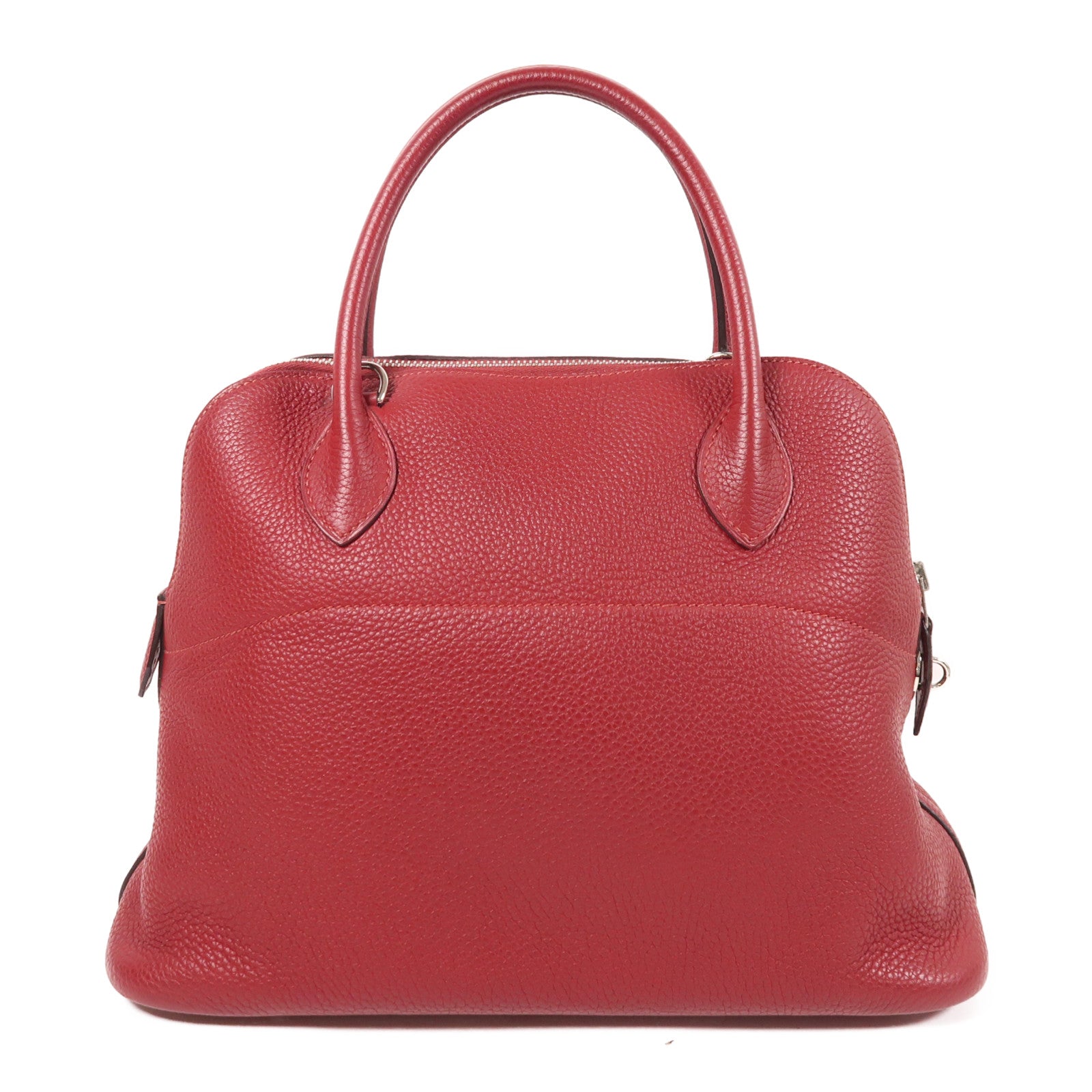 HERMES Clemence皮革Bolide 31銀扣手挽肩背兩用袋Rouge Vif