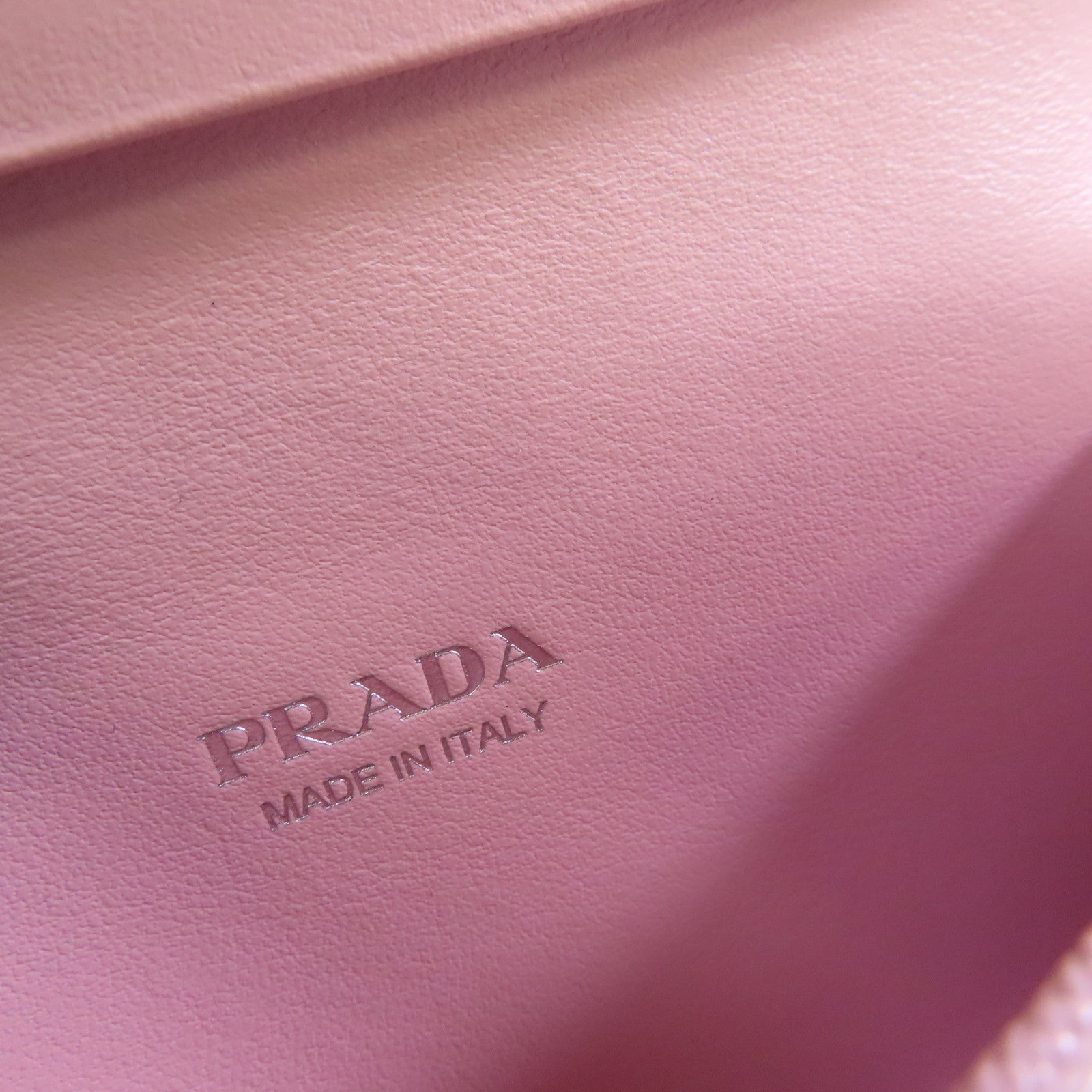 PRADA Saffiano皮革Card Case銀扣卡片套粉紅色