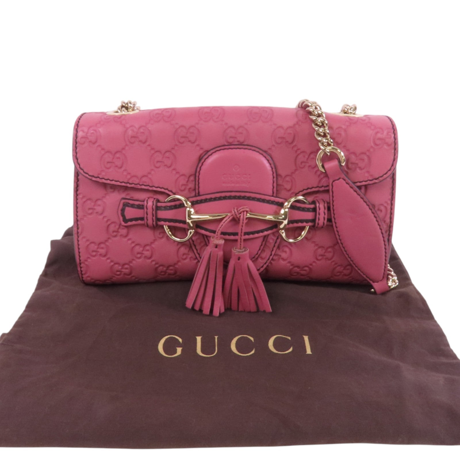 GUCCI 牛皮皮革Horsebit金扣鏈帶肩背袋