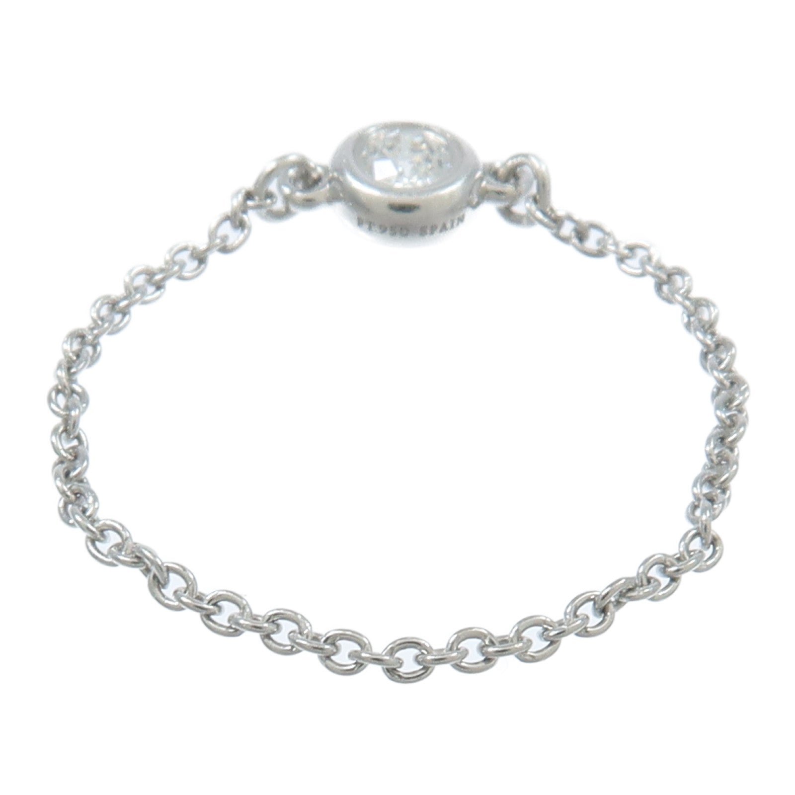 TIFFANY＆CO PT950鉑金Elsa Peretti Diamond Chain Ring戒指