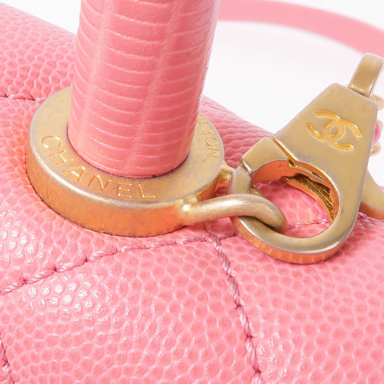 CHANEL 蜥蜴皮革/牛皮皮革Coco Handle Small金扣手挽肩背兩用袋