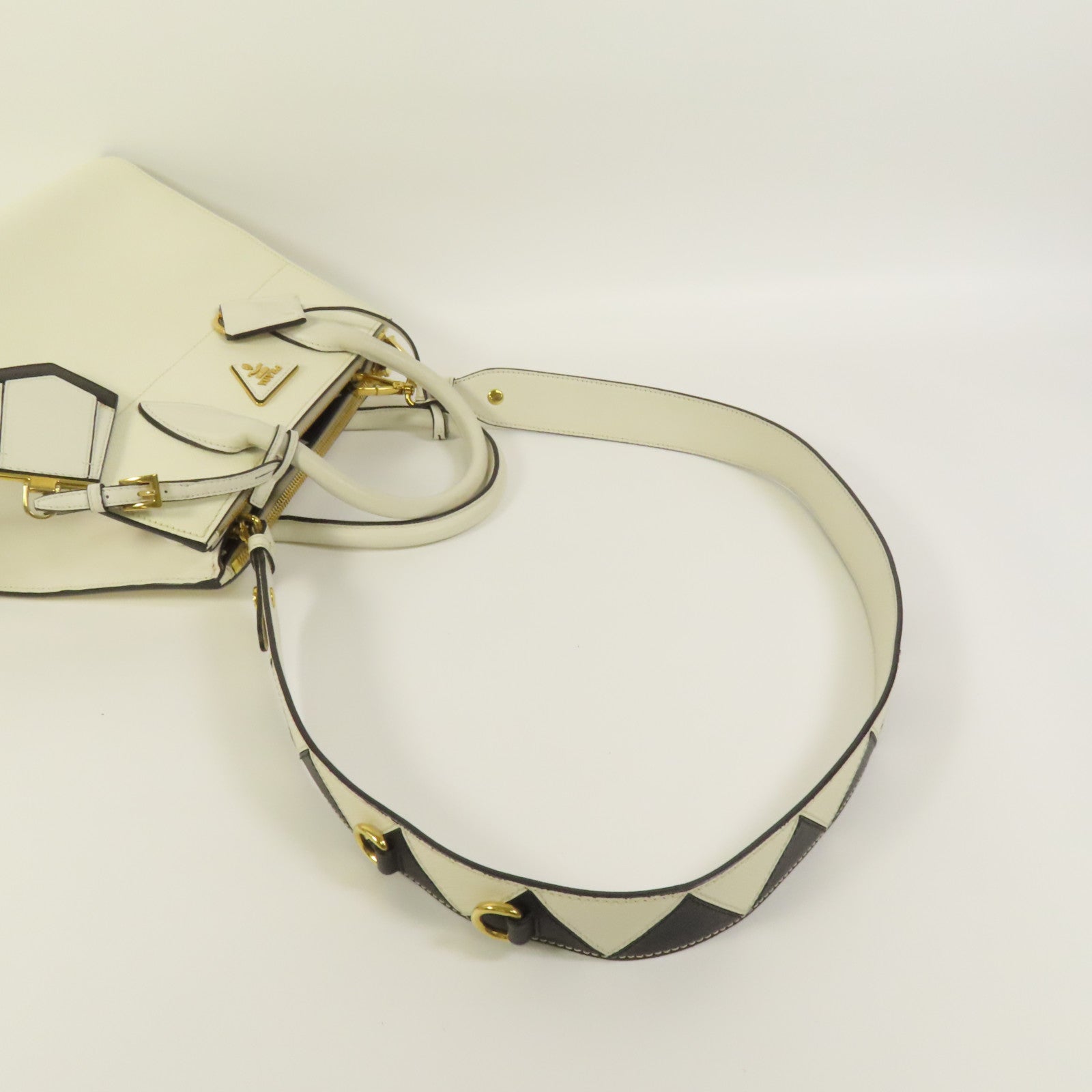 PRADA Saffiano皮革Shoulder Bag金扣手挽肩背兩用袋