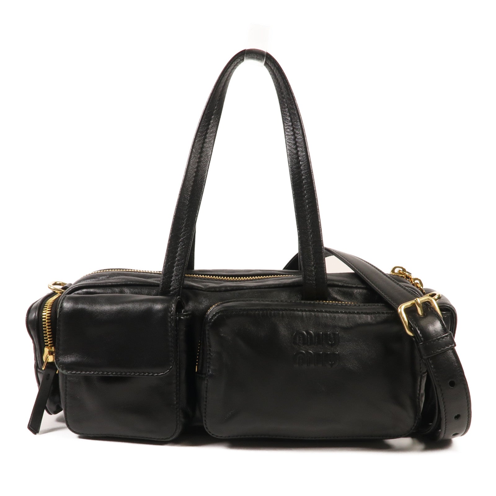 Miu Miu 羊皮皮革Pocket Handbag金扣手挽肩背兩用袋