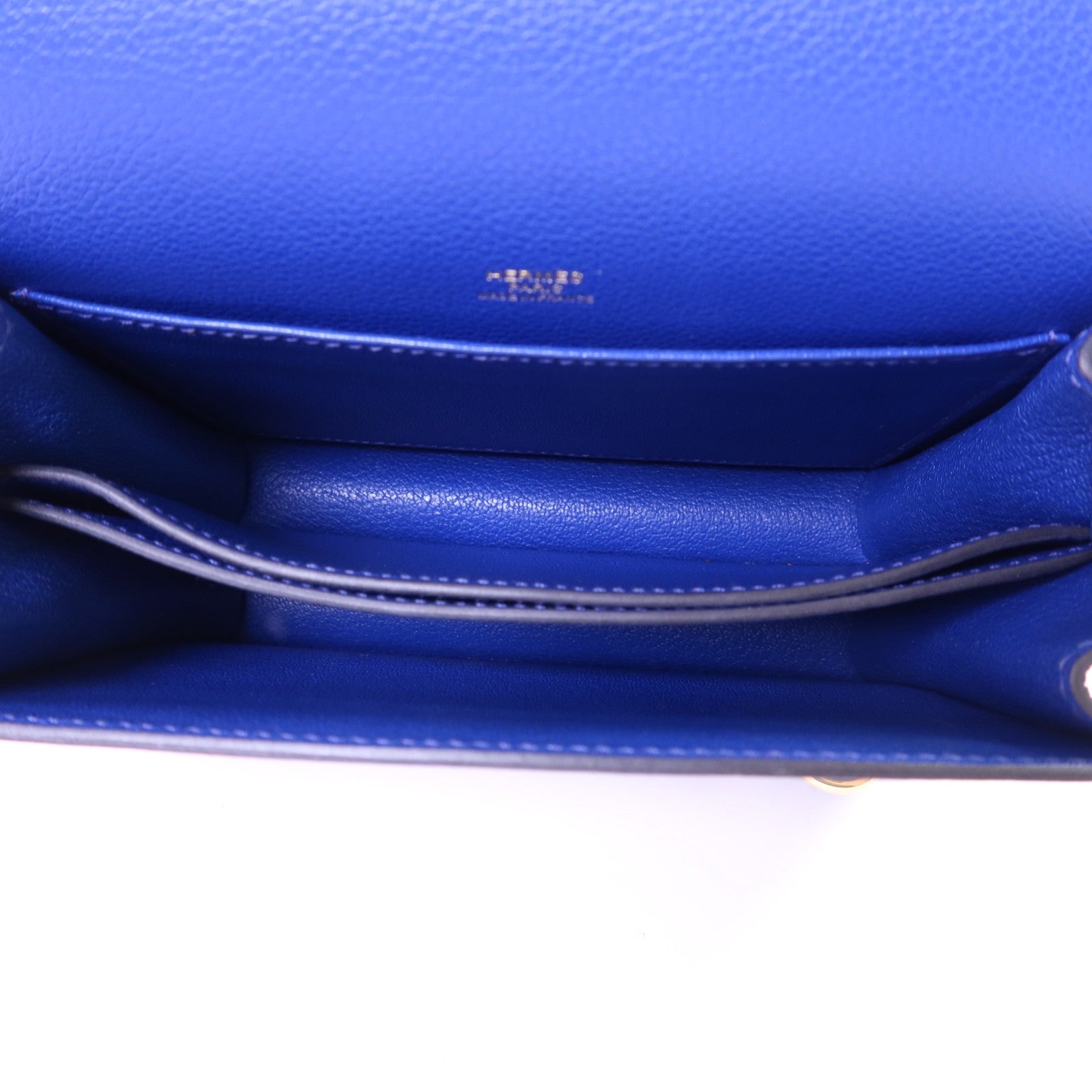 HERMES Evercolor皮革Roulis Mini金扣肩背袋灰色/藍色