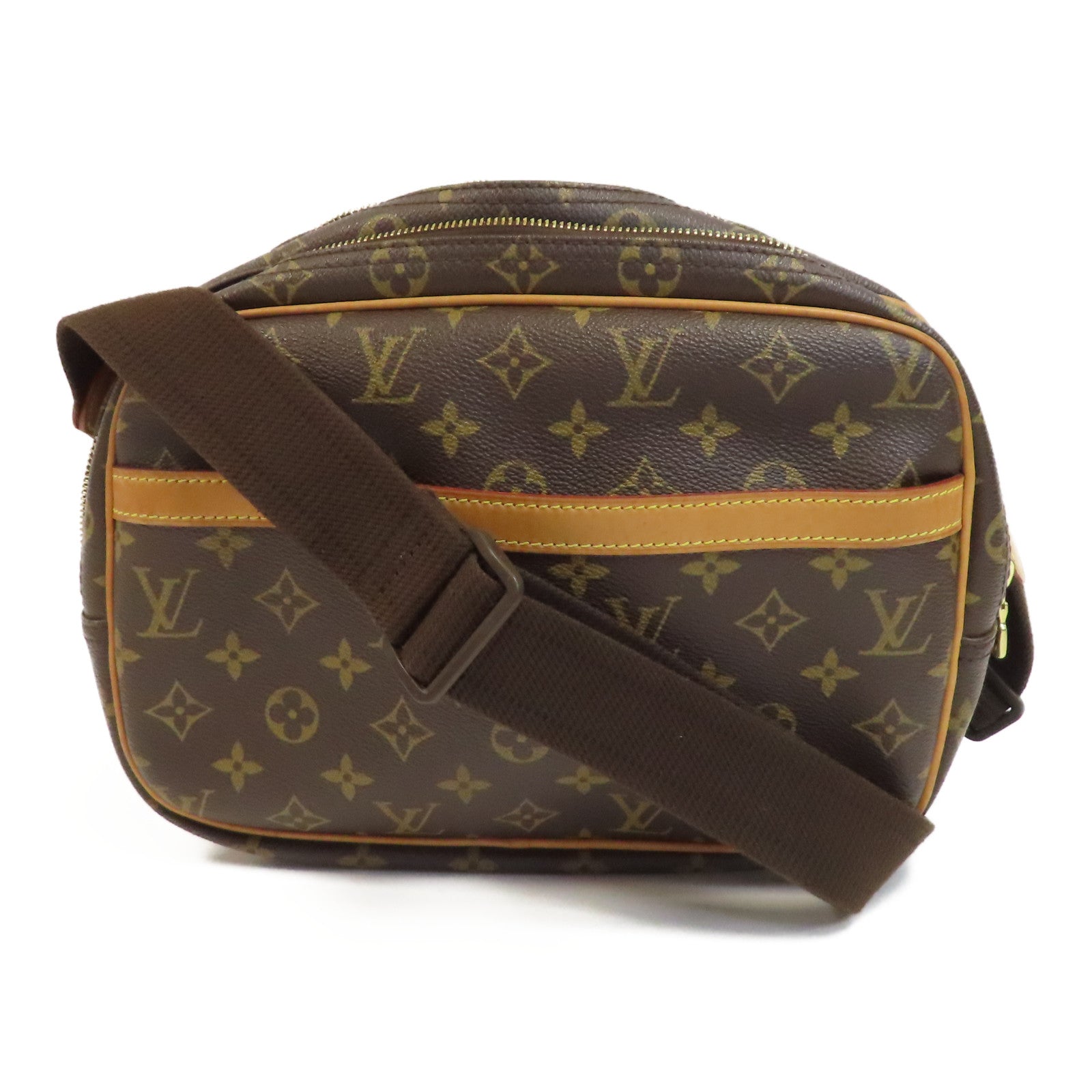 LOUIS VUITTON Monogram Reporter PM金扣肩背袋啡色