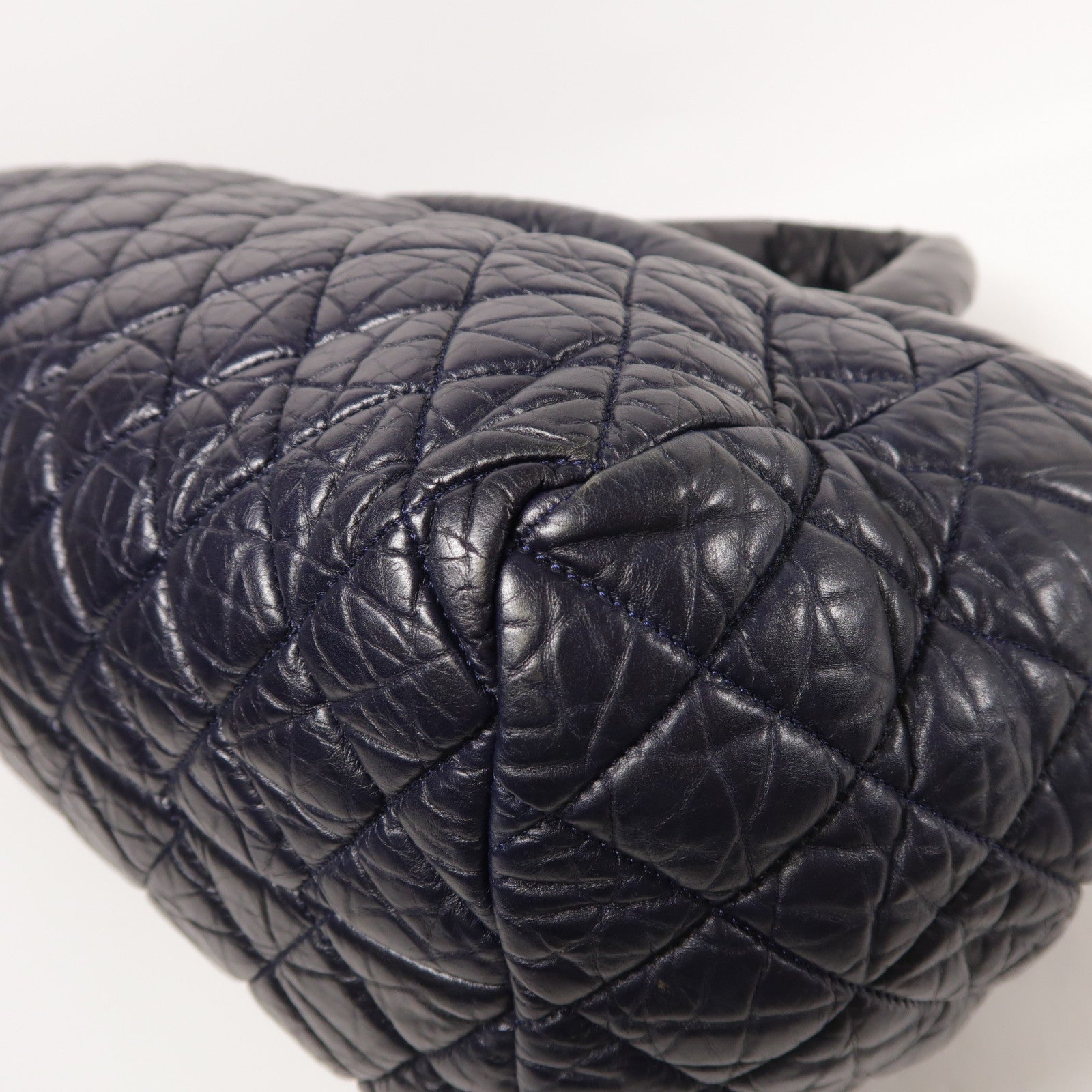 CHANEL CC SHW CoCo CoCoon Hand Bag Calfskin Leather Blue