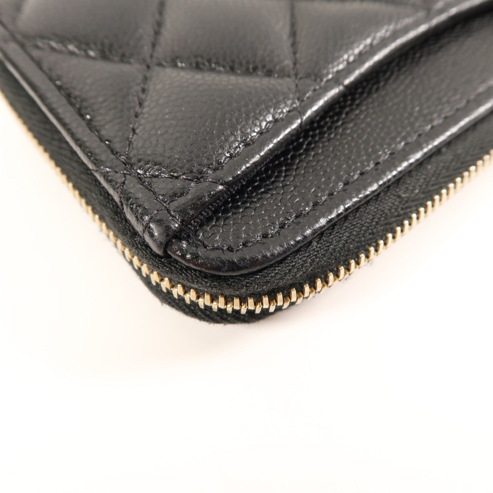 CHANEL 菱格牛皮皮革Card Case金扣卡片套黑色