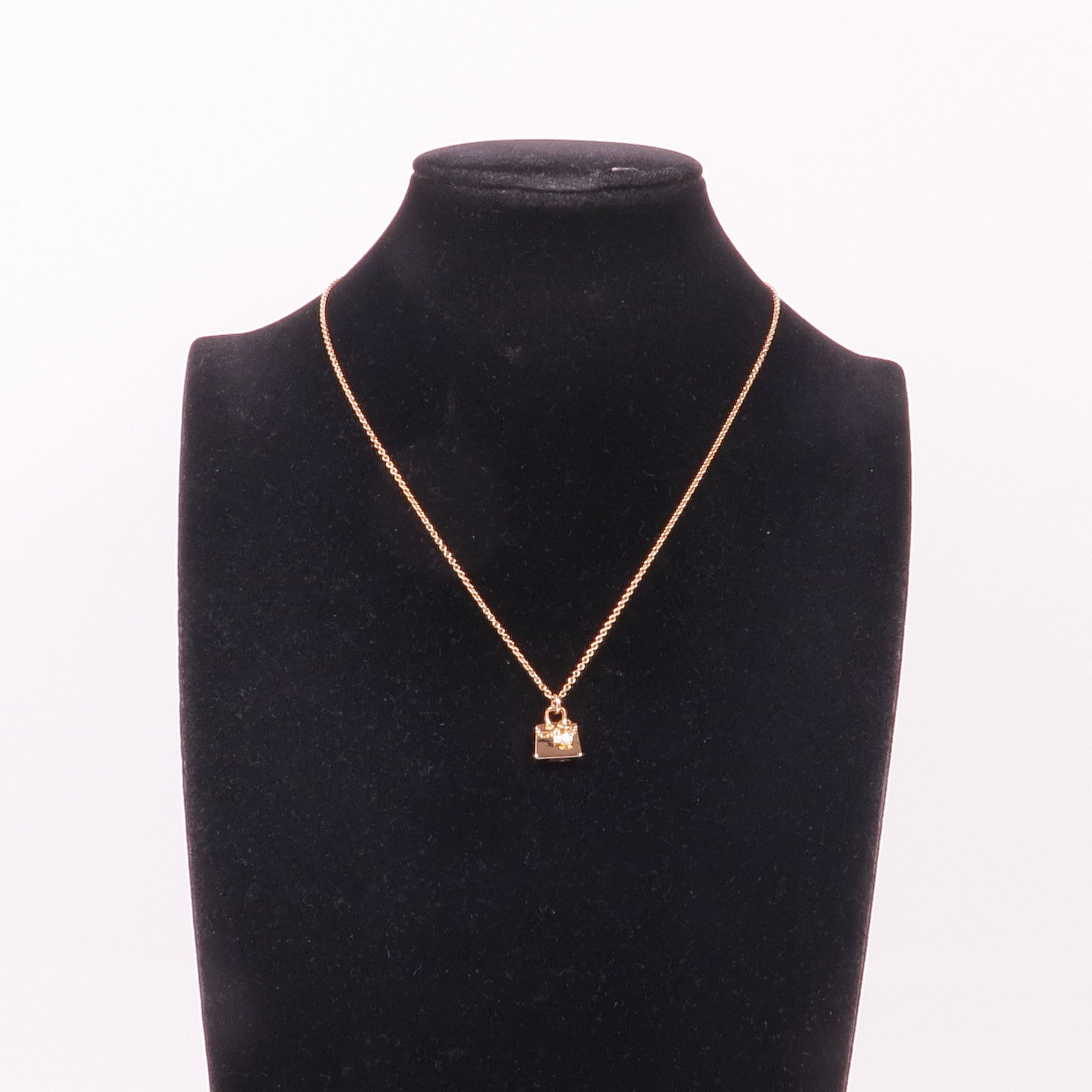 HERMES 18K玫瑰金Amulettes Birkin Diamond Pendant鑽石項鍊