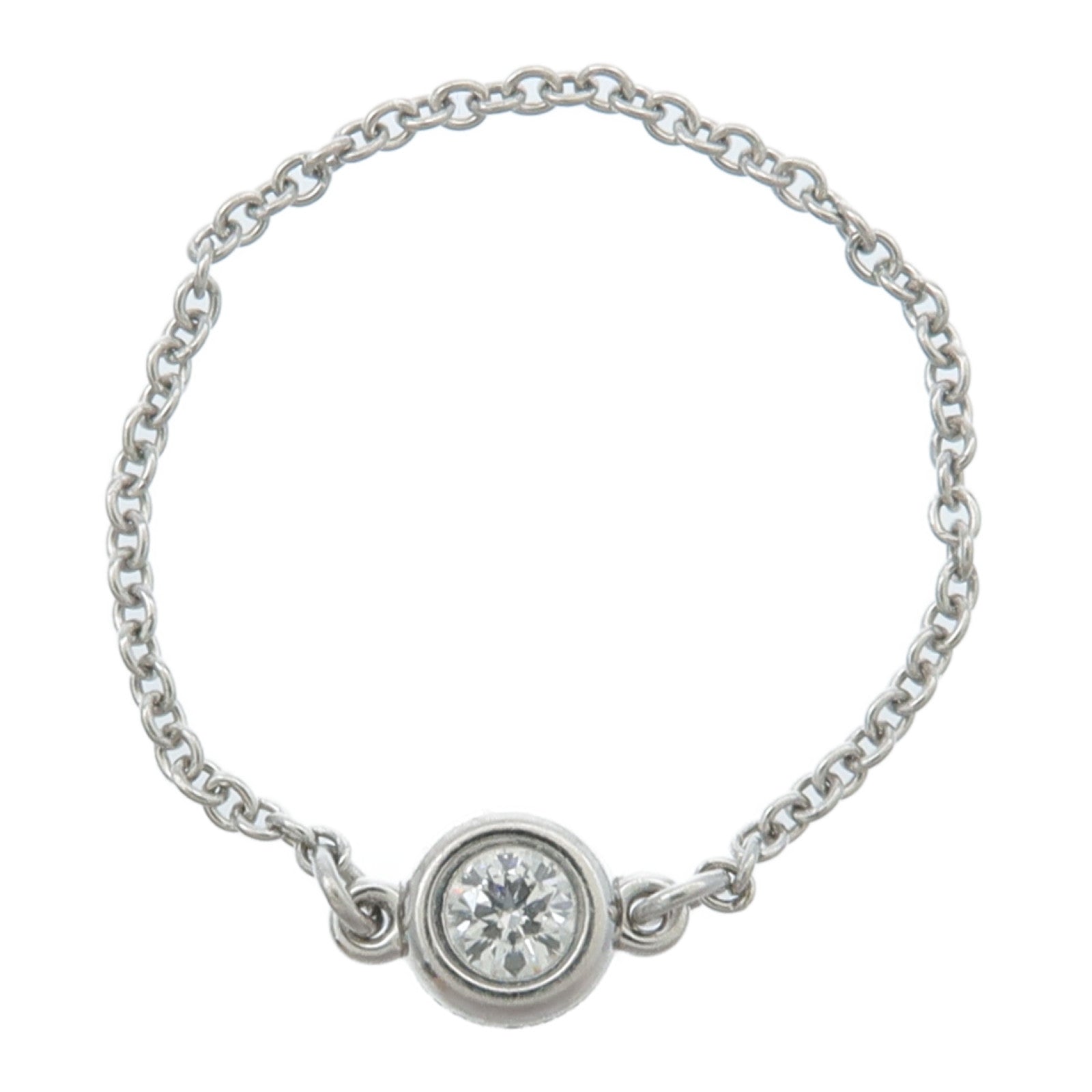 TIFFANY＆CO PT950鉑金Elsa Peretti Diamond Chain Ring戒指