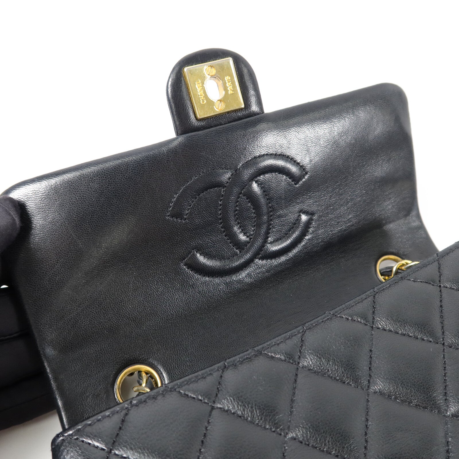 CHANEL 羊皮皮革Vintage Mini Classic Square鏈帶肩背袋