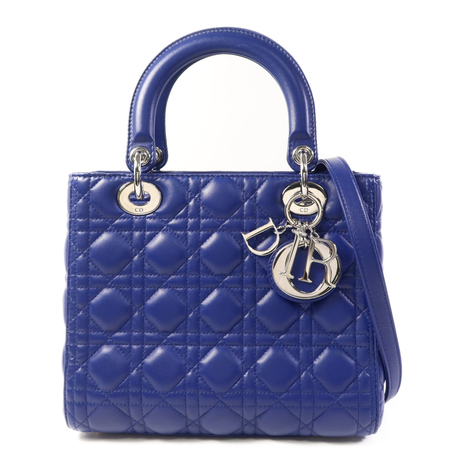 Dior 羊皮皮革Lady Dior銀扣手挽肩背兩用袋