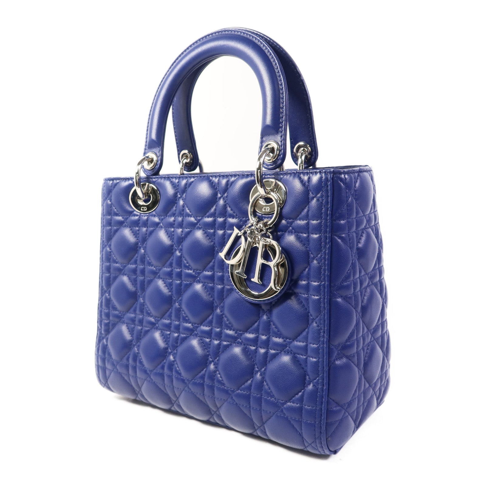 Dior 羊皮皮革Lady Dior銀扣手挽肩背兩用袋