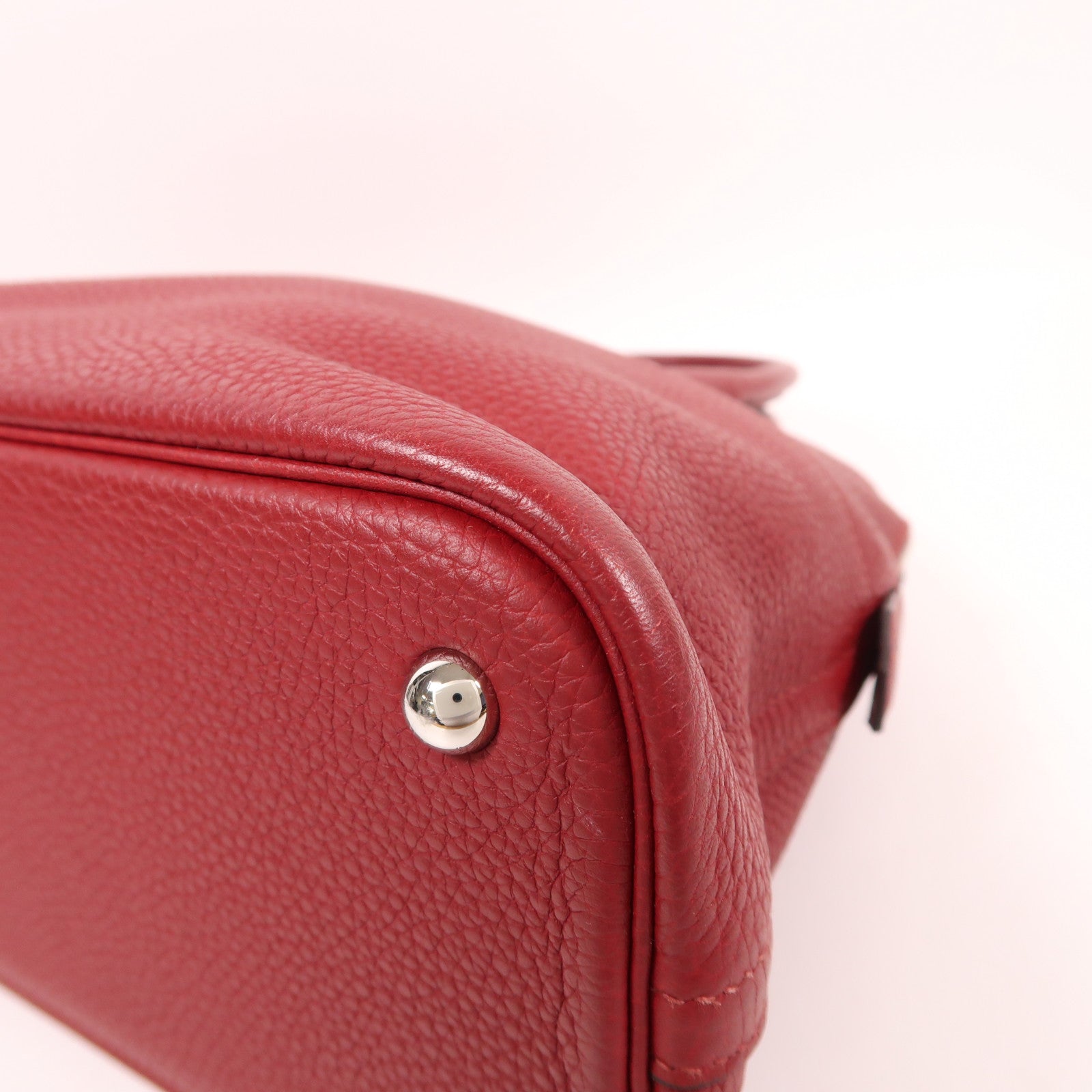 HERMES Clemence皮革Bolide 31銀扣手挽肩背兩用袋Rouge Vif