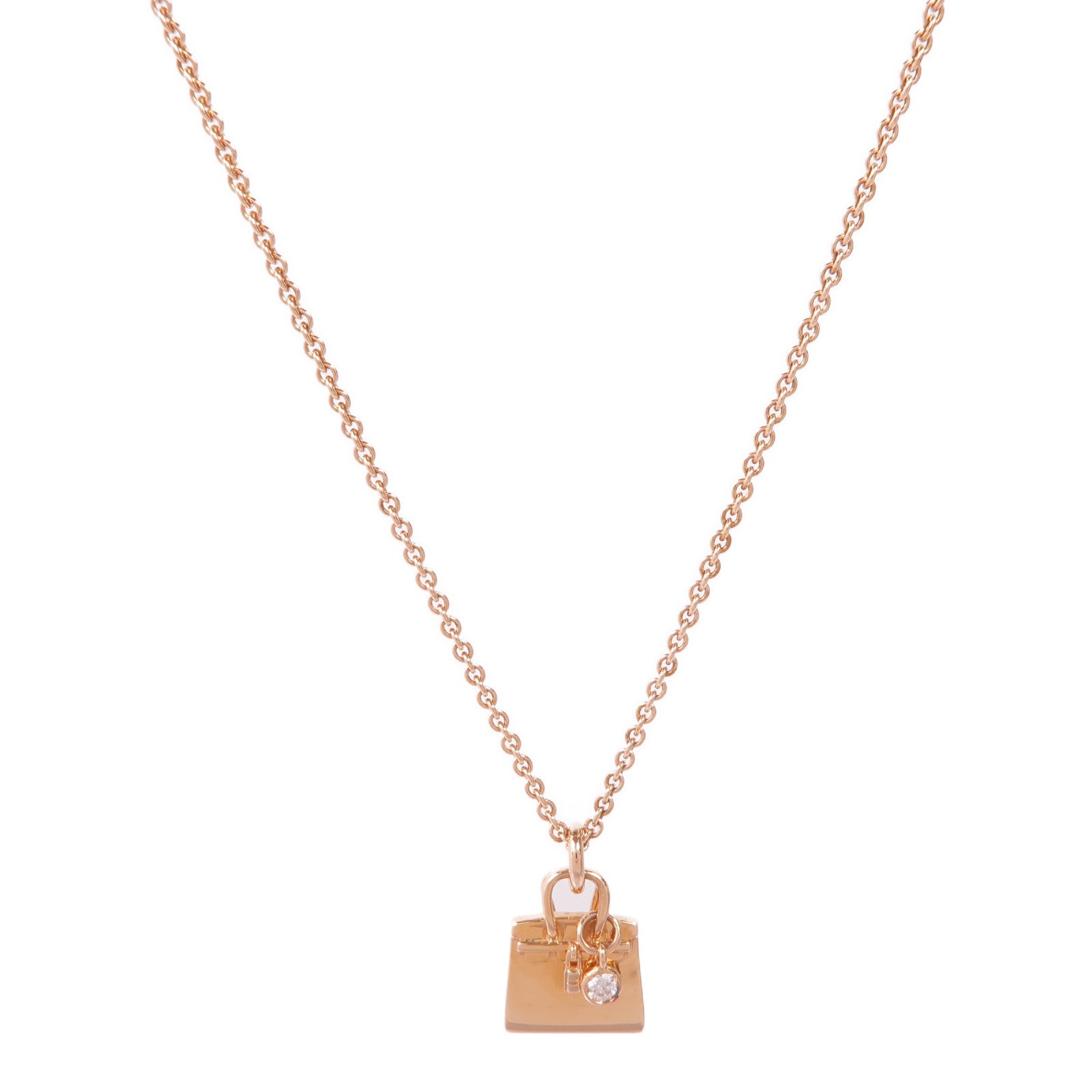 HERMES 【激減優惠】18K玫瑰金Amulettes Birkin Diamond Pendant鑽石項鍊