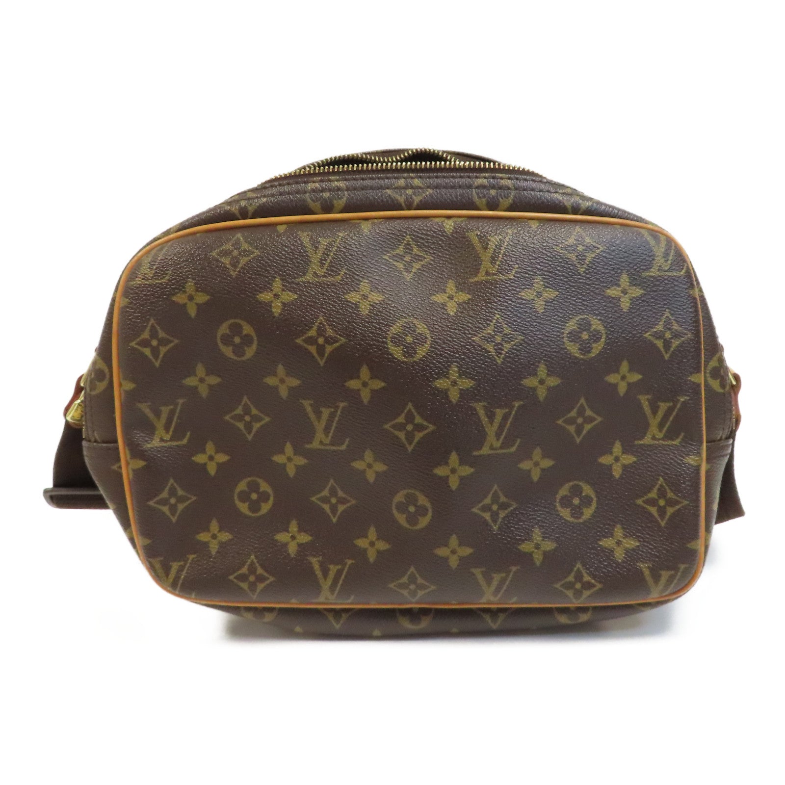 LOUIS VUITTON Monogram Reporter PM金扣肩背袋啡色