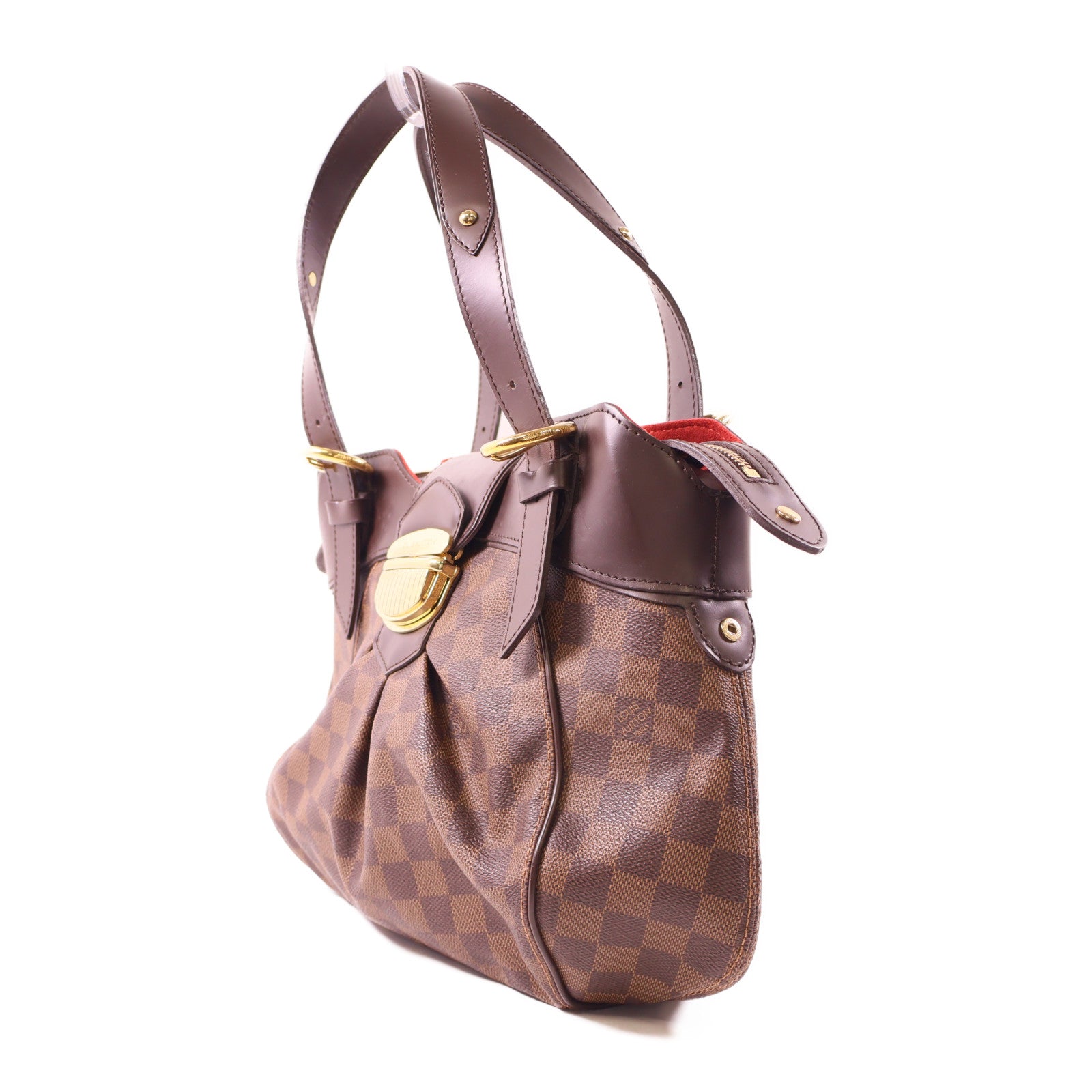 LOUIS VUITTON 【激減優惠】Damier Sistina PM金扣手挽袋棕色