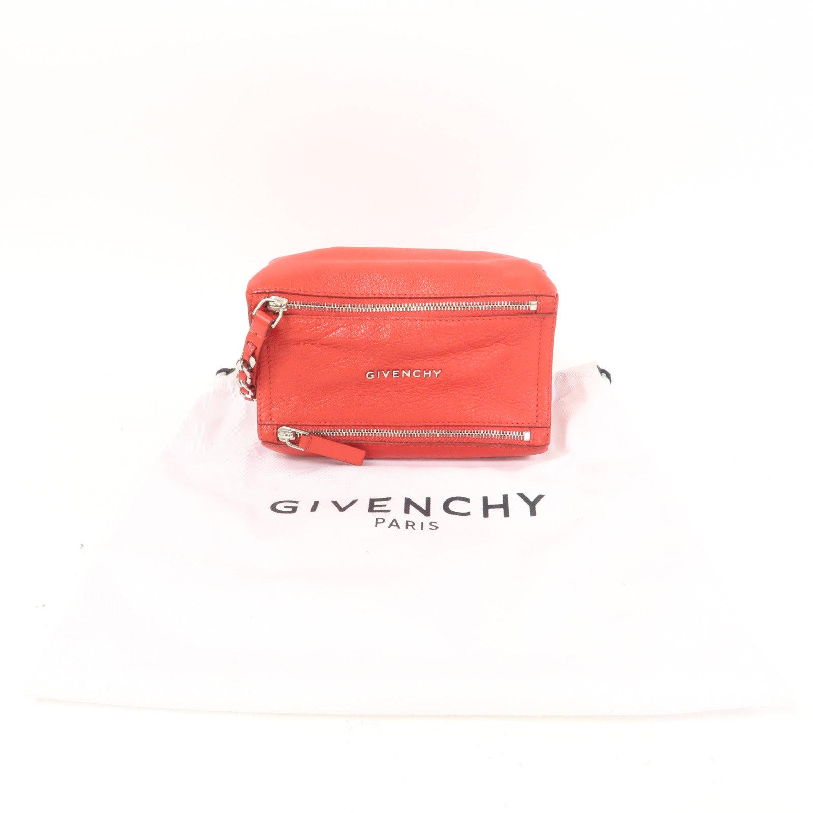 GIVENCHY 山羊皮皮革Pandora Clutch Bag銀扣手拿包紅色