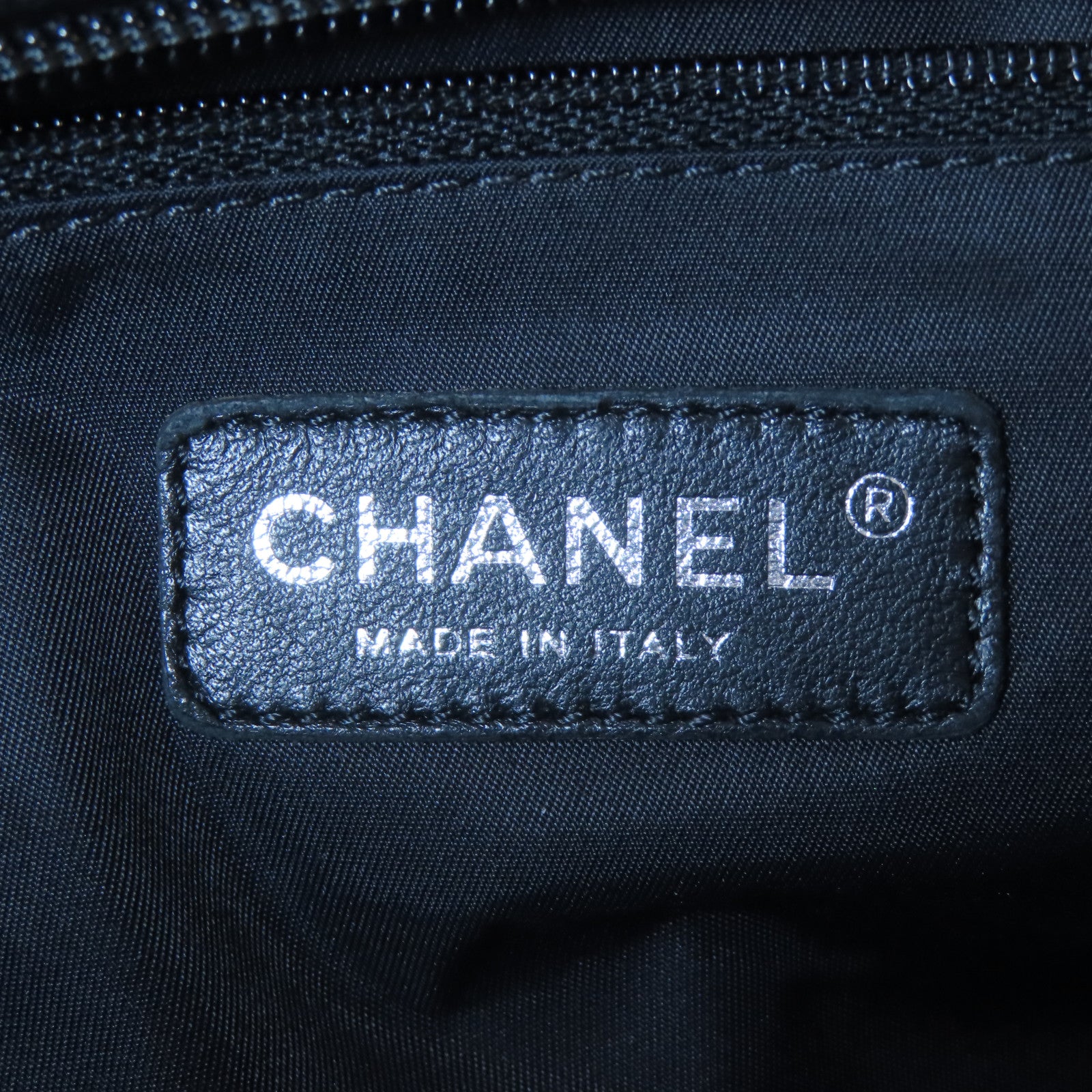 CHANEL 塗層帆布Tote Bag銀扣手挽袋黑色