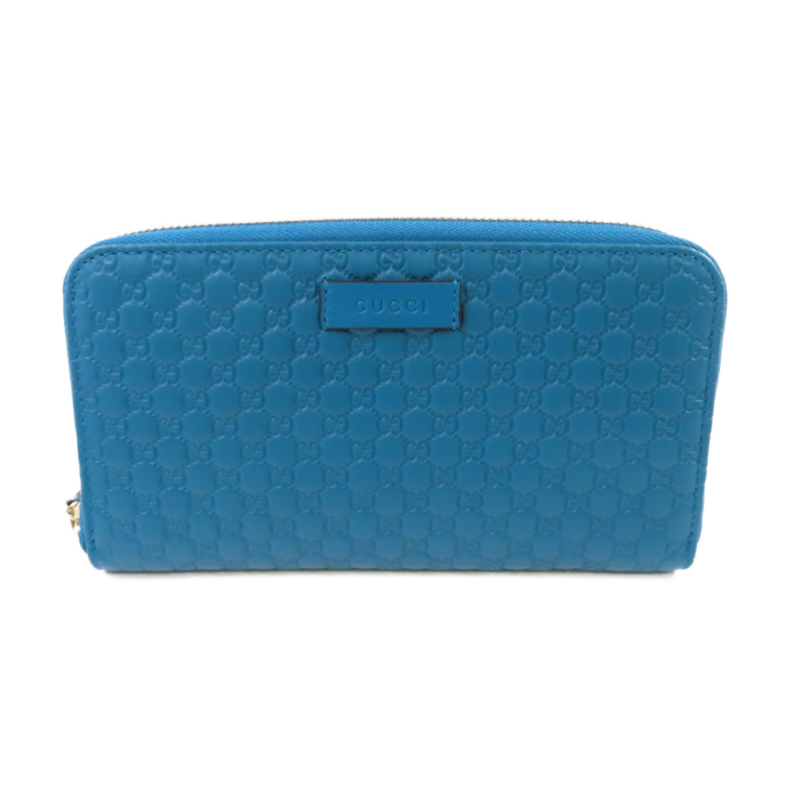 GUCCI 牛皮皮革Zipper Long Wallet金扣拉鏈長錢包湖綠色