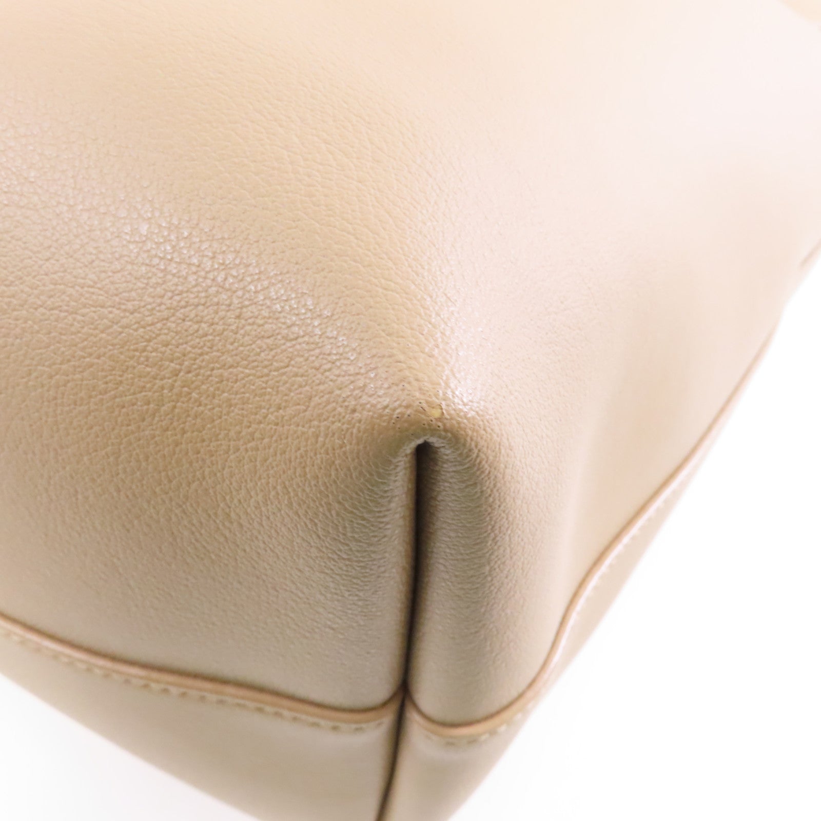 YVES SAINT LAURENT 牛皮皮革Shoulder Tote金扣手挽袋米色
