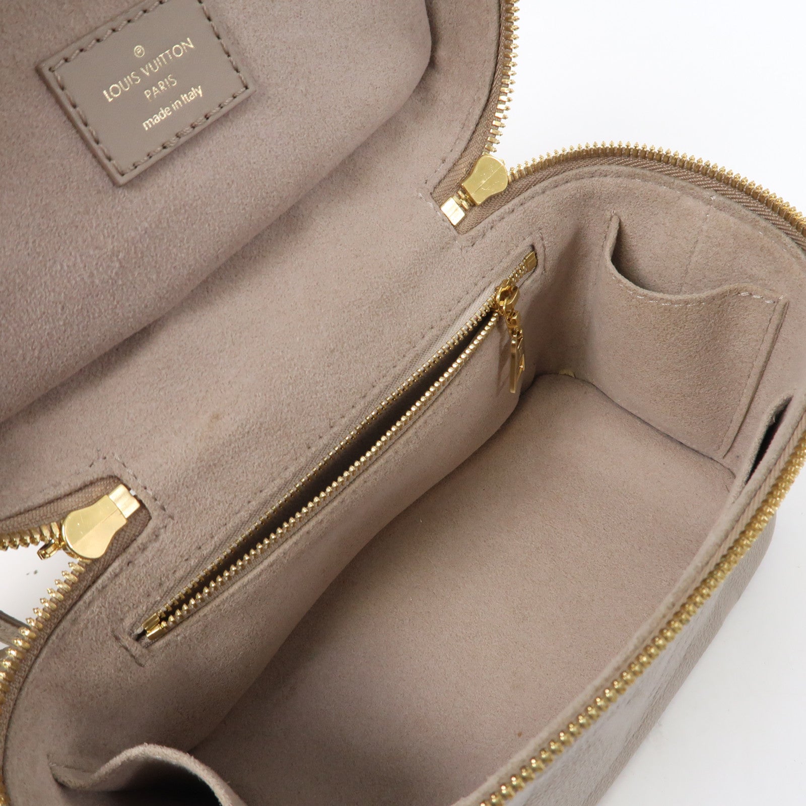LOUIS VUITTON Monogram Empreinte Giant Vanity金扣手挽肩背兩用袋卡其色