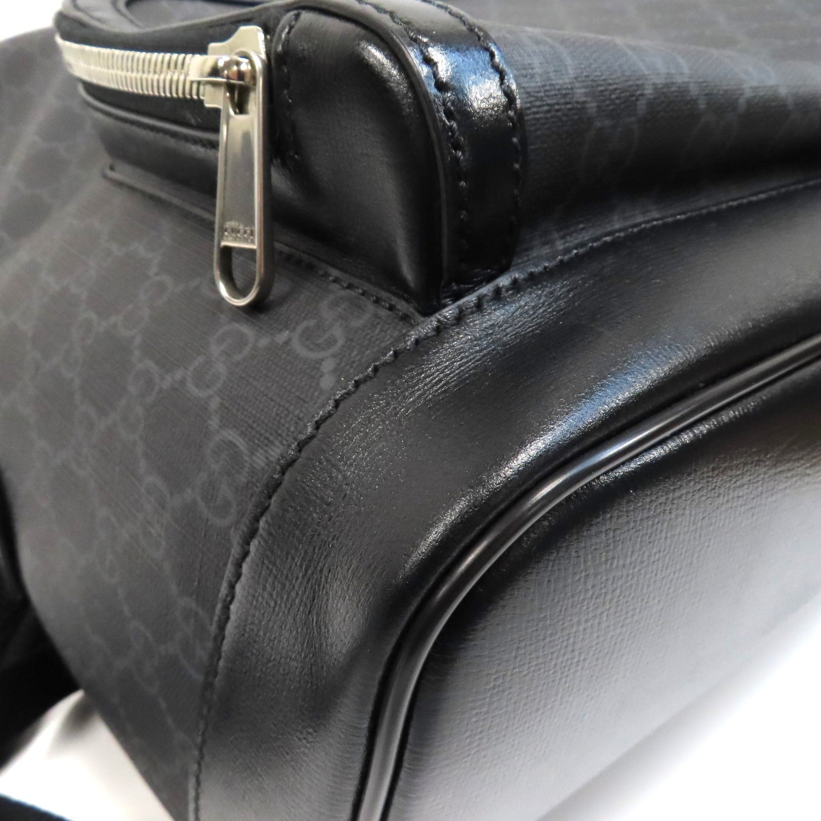 GUCCI 塗層帆布Backpack銀扣背包黑色