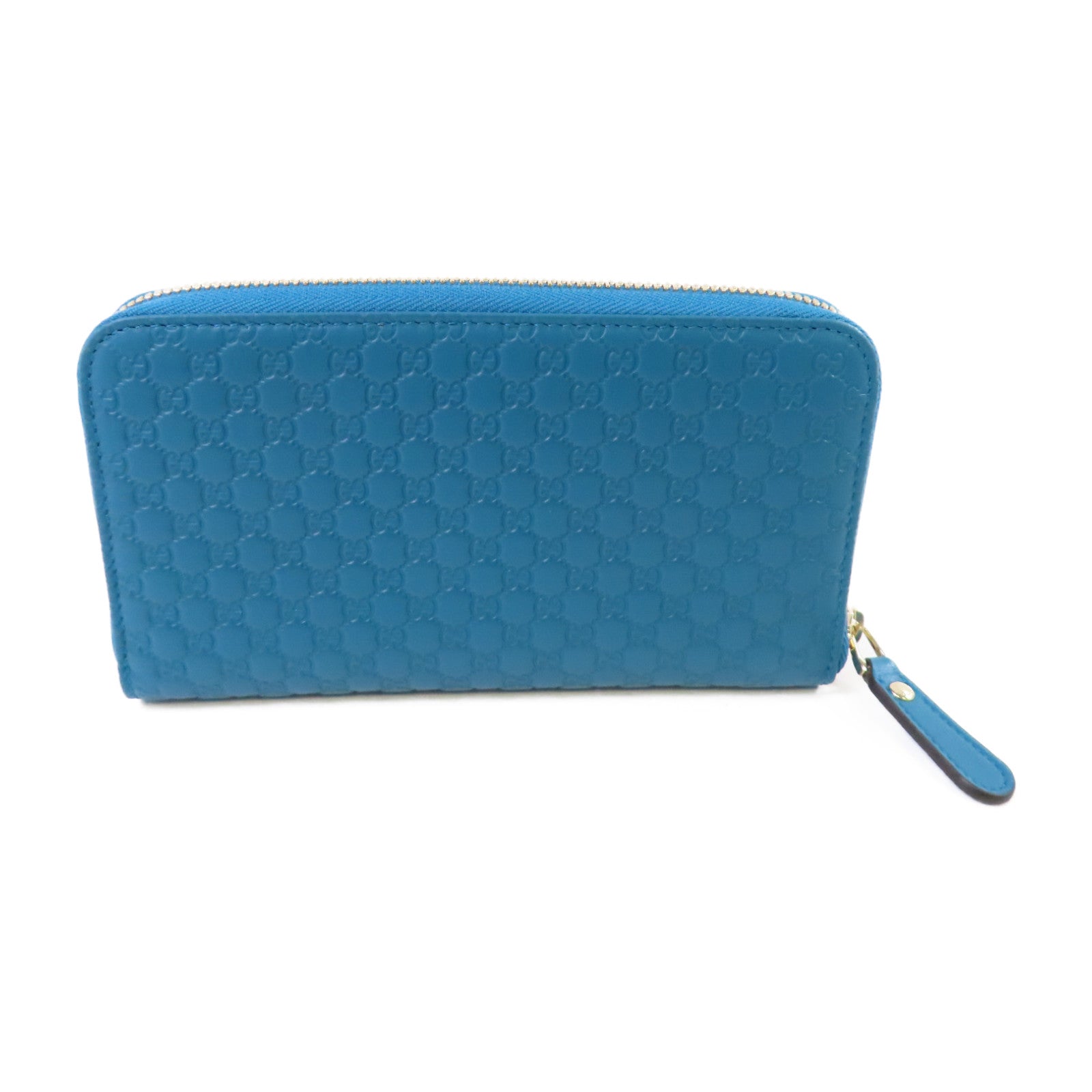 GUCCI 牛皮皮革Zipper Long Wallet金扣拉鏈長錢包湖綠色