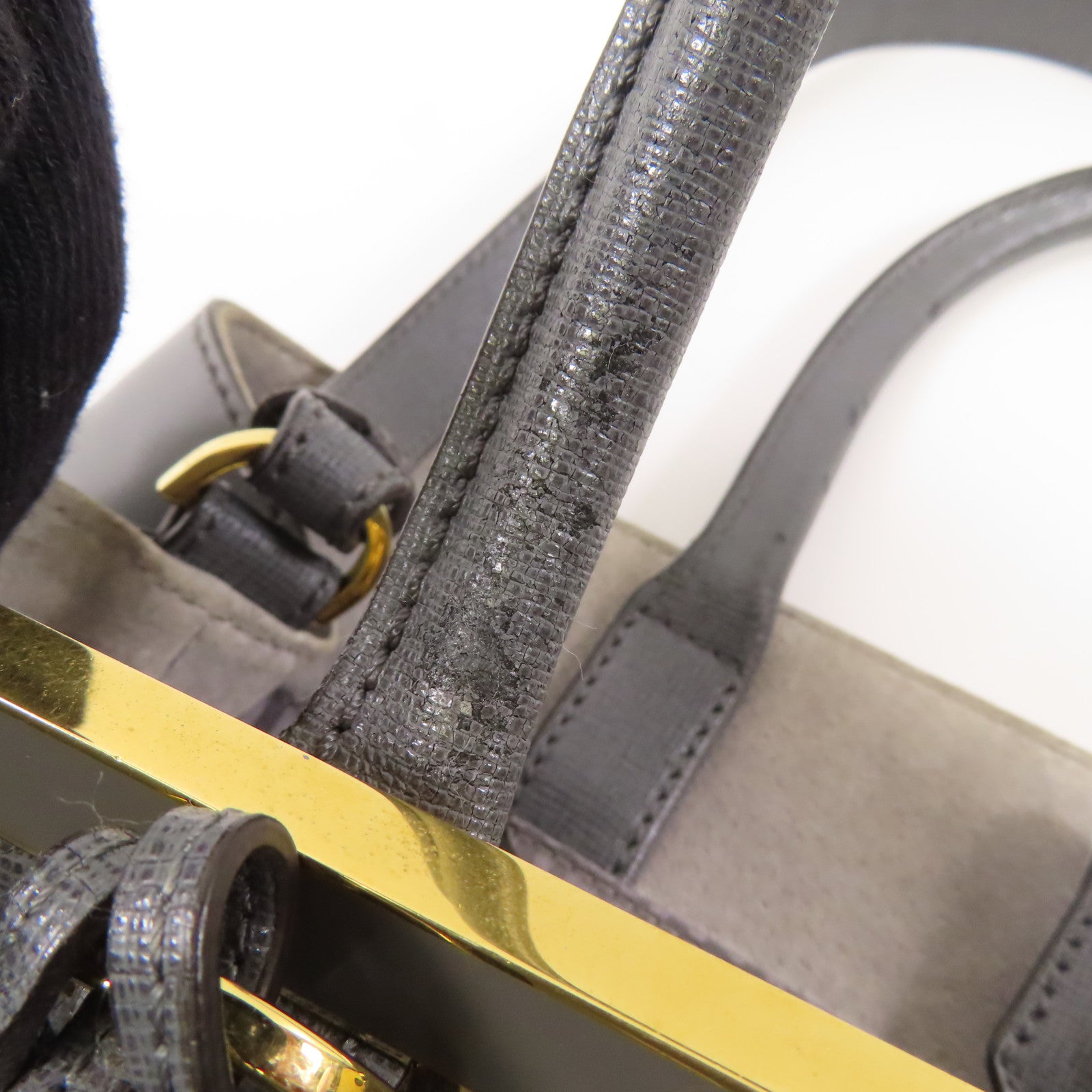 FENDI GHW 2 Jours 2 Way Shoulder Bag 8BH250 Calfskin Leather Grey