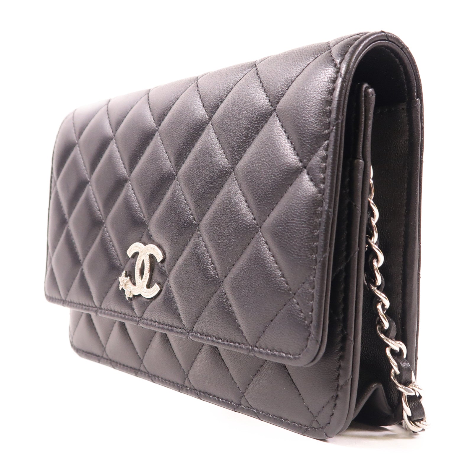 CHANEL 羊皮皮革WOC Wallet On Chain銀扣鏈帶肩背袋