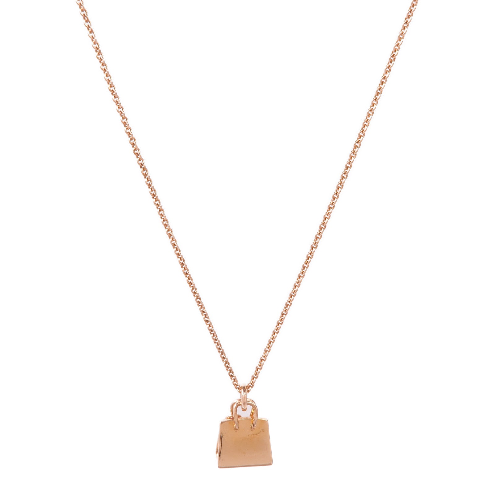 HERMES 18K玫瑰金Amulettes Birkin Diamond Pendant鑽石項鍊