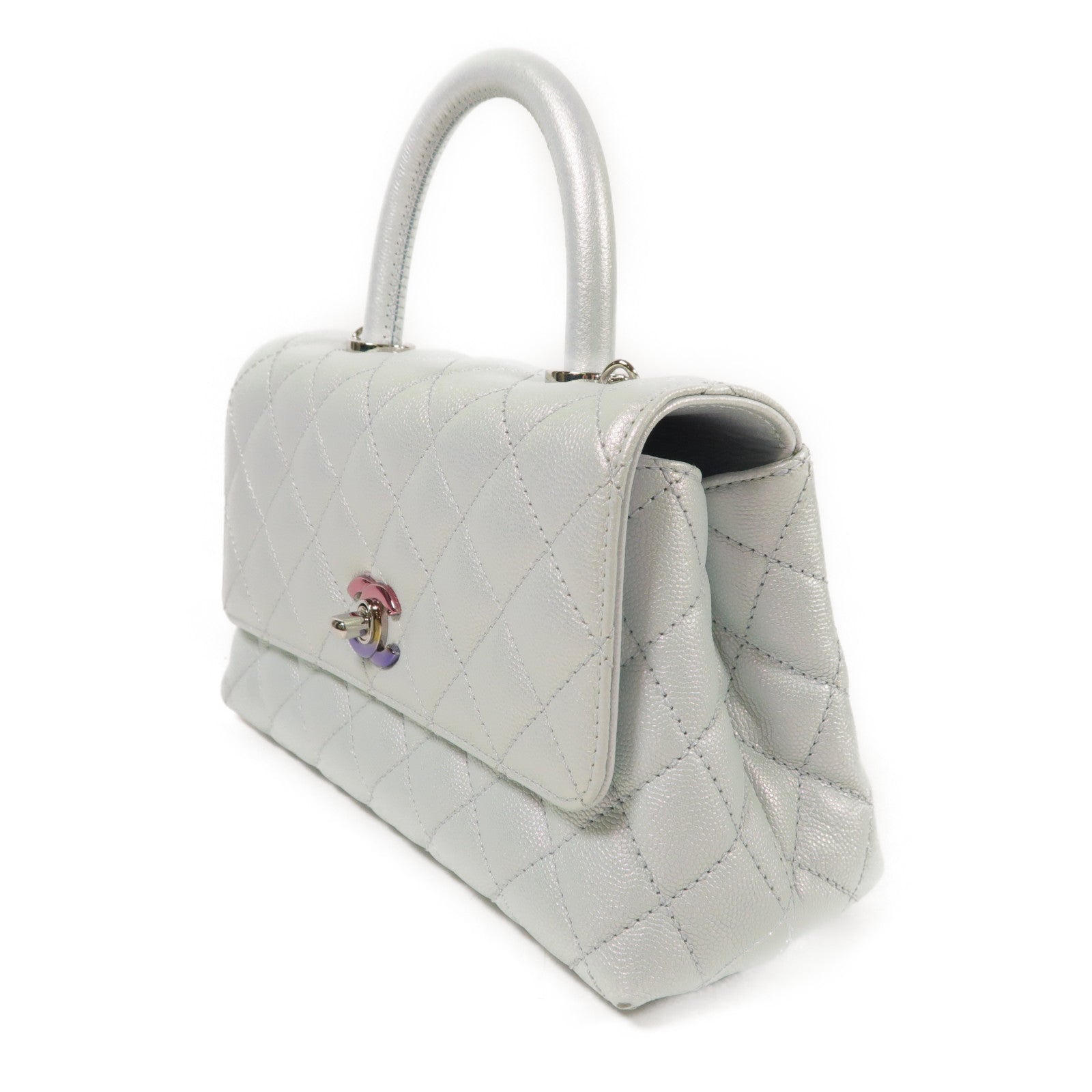 CHANEL 牛皮皮革Co Co Handle銀扣鏈帶手挽肩背兩用袋