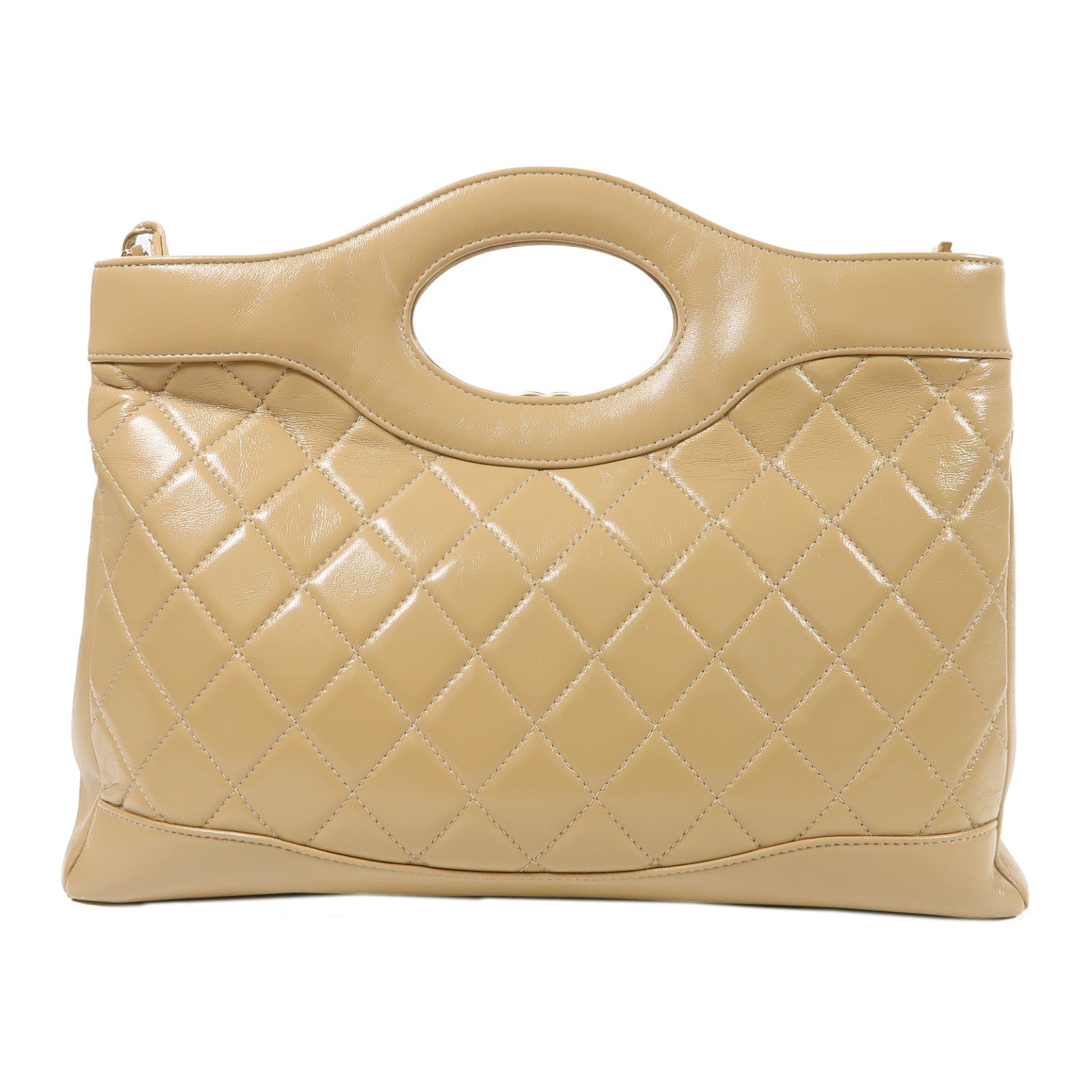 CHANEL 【激減優惠】菱格羊皮皮革C31 Shopping Bag金扣手挽肩背兩用袋啡色