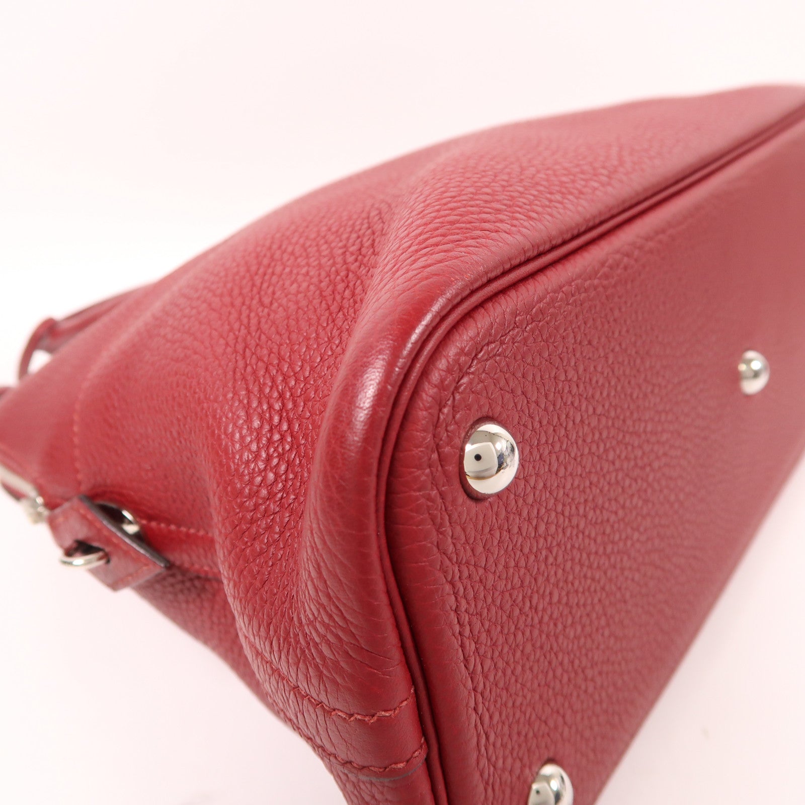 HERMES Clemence皮革Bolide 31銀扣手挽肩背兩用袋Rouge Vif