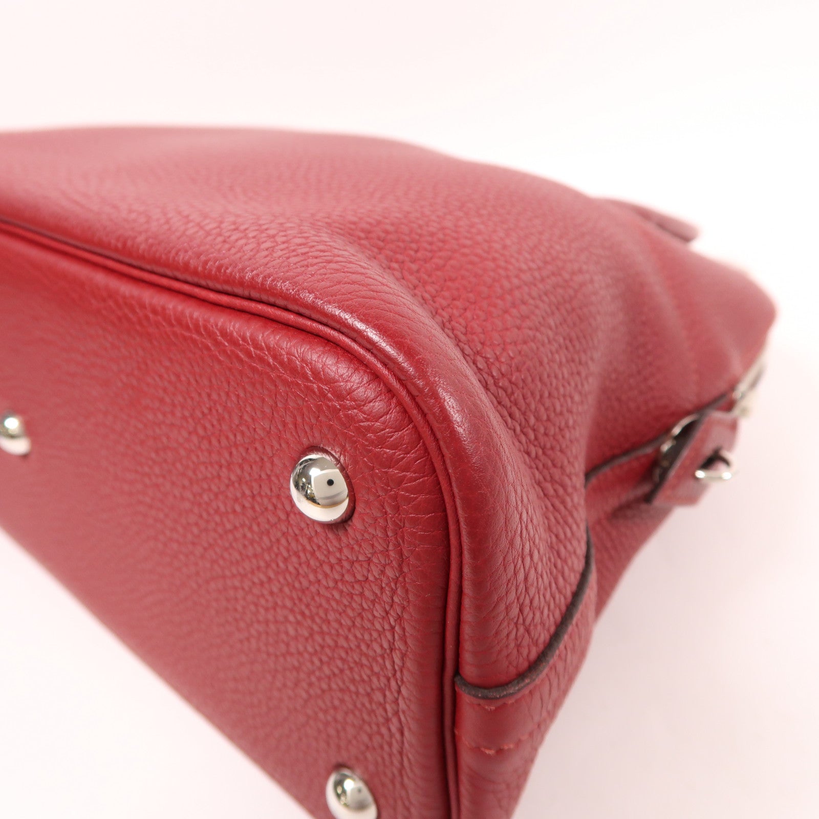 HERMES Clemence皮革Bolide 31銀扣手挽肩背兩用袋Rouge Vif