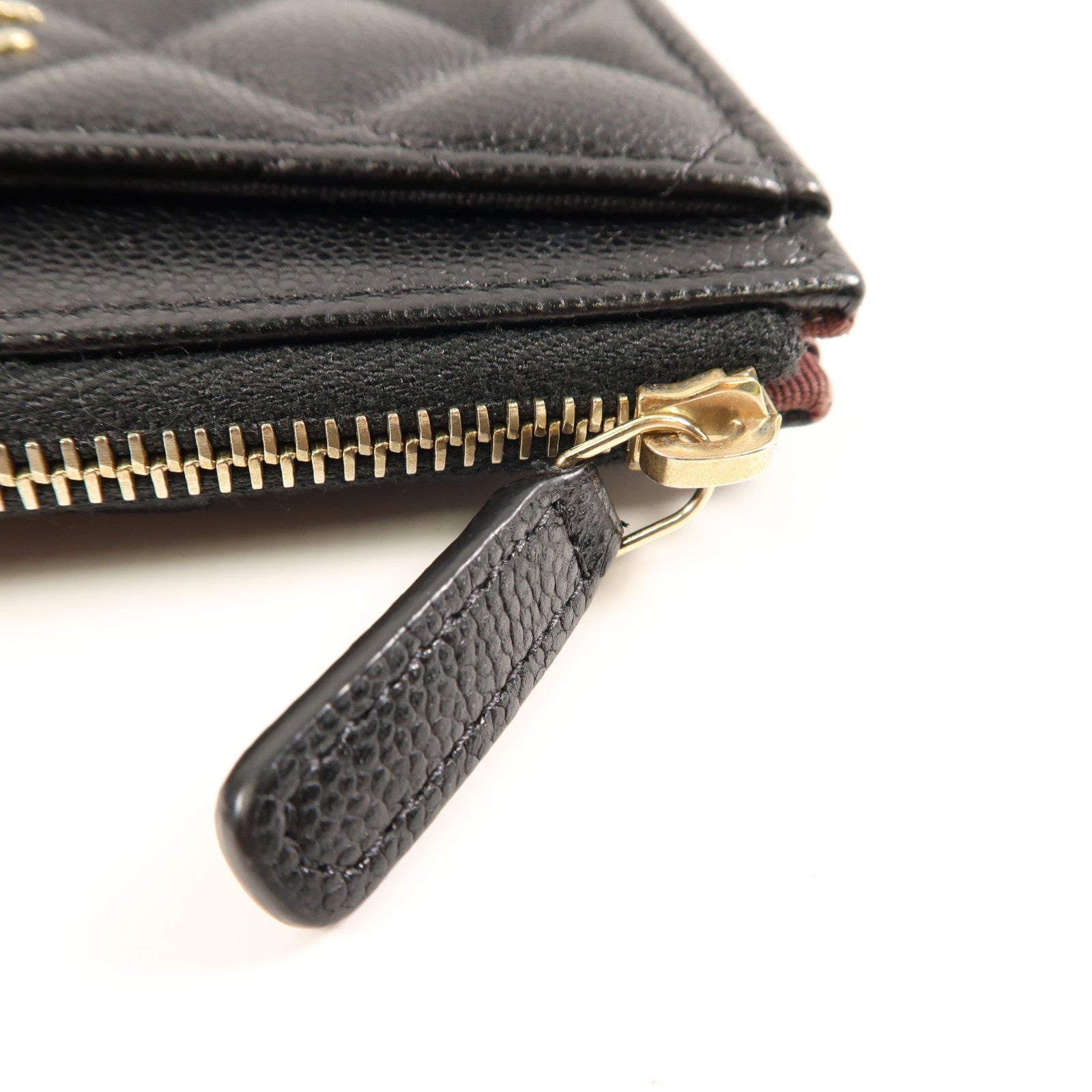 CHANEL 菱格牛皮皮革Card Case金扣卡片套黑色