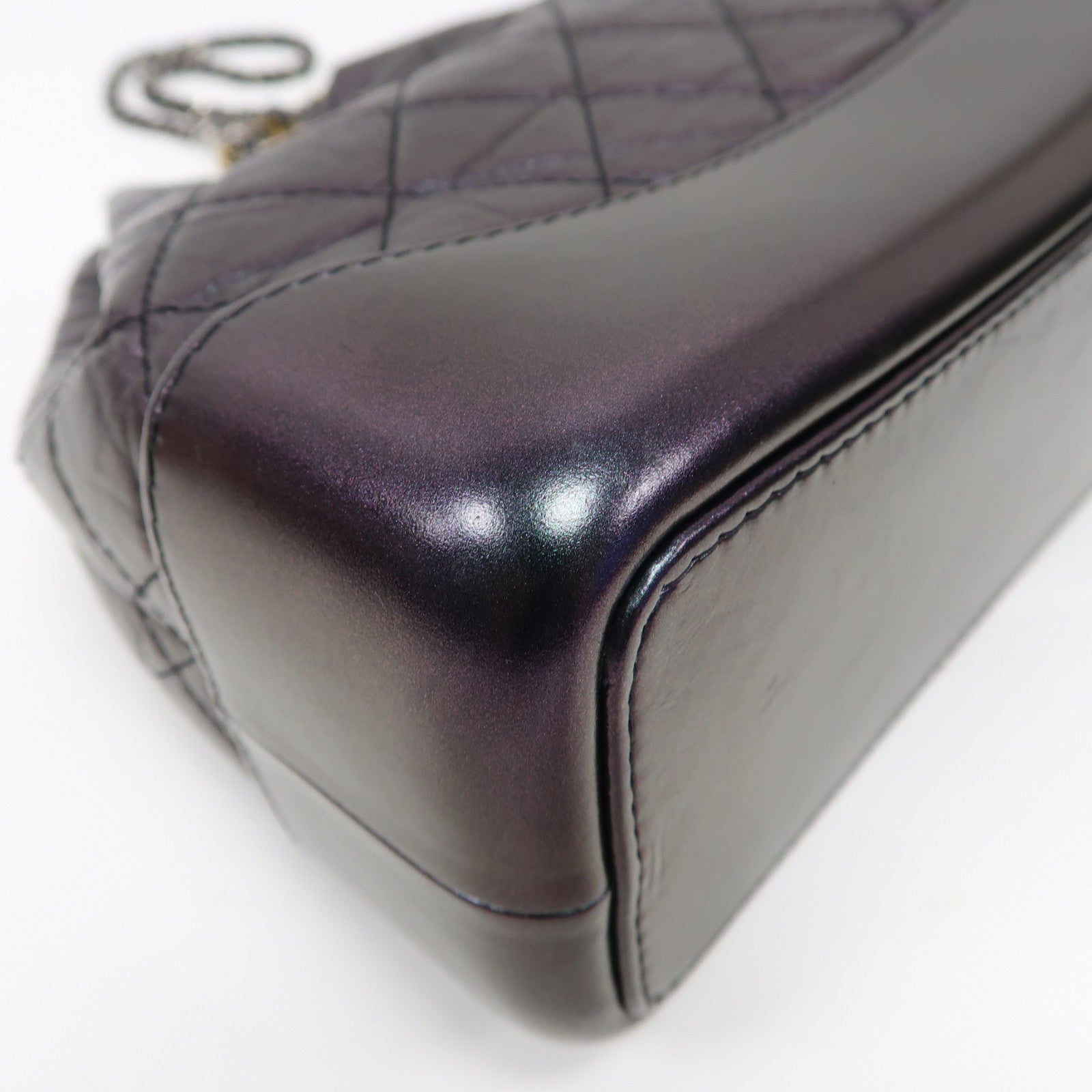 CHANEL 菱格羊皮皮革Gabrielle Backpack銀扣鏈帶背包黑色