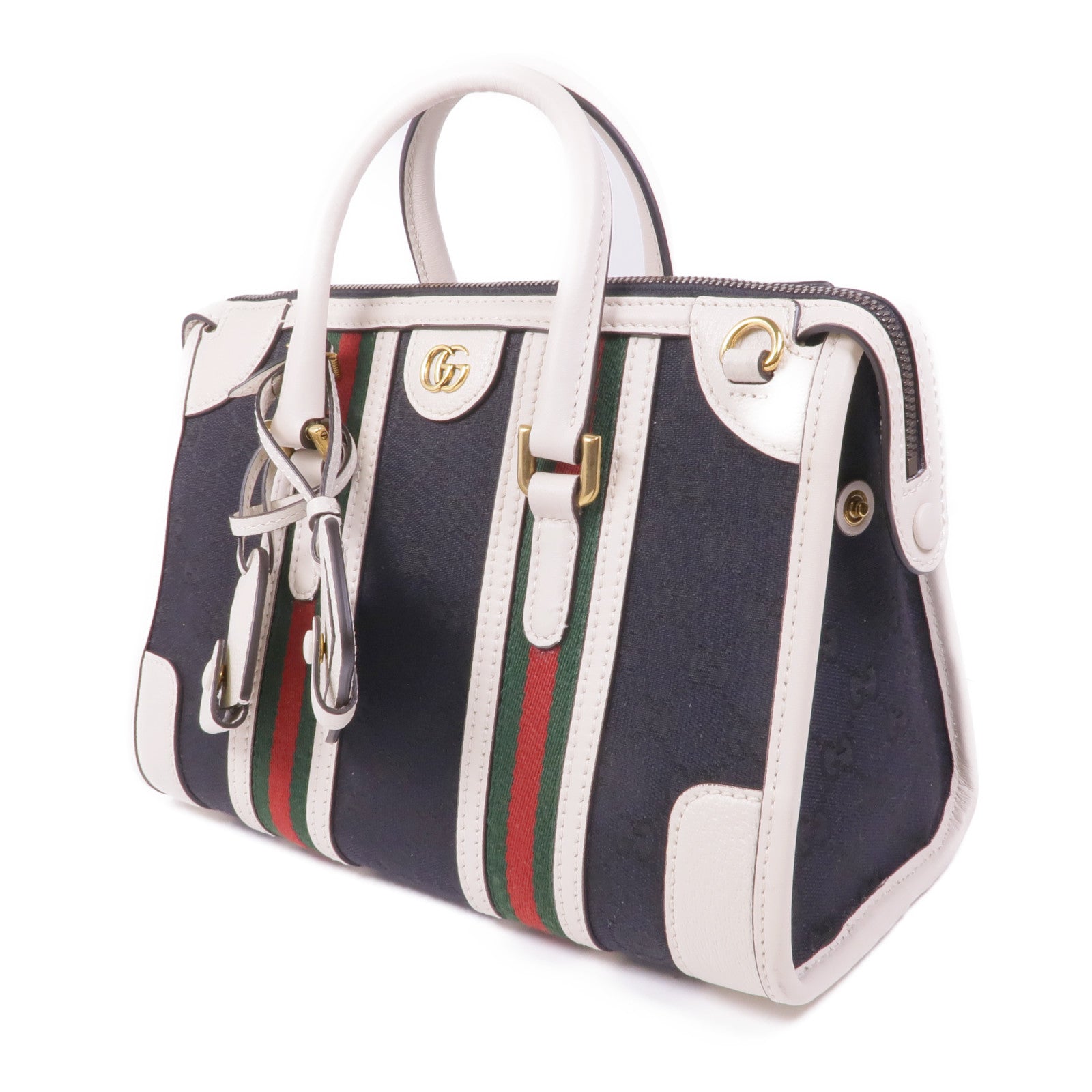 GUCCI 帆布/牛皮皮革2 Way Shoulder金扣手挽肩背兩用袋