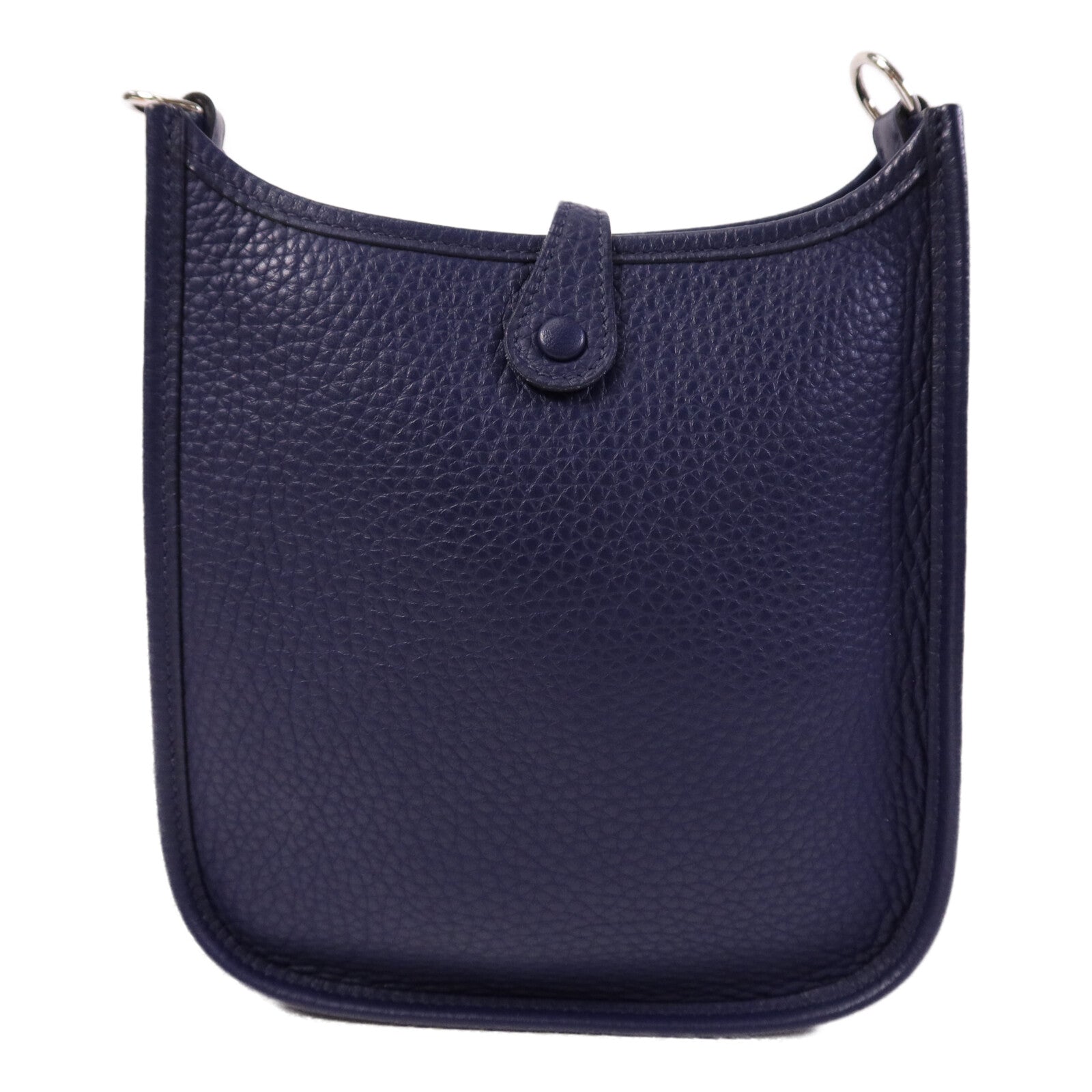 HERMES Clemence皮革Evelyne TPM銀扣肩背袋Bleu Encre