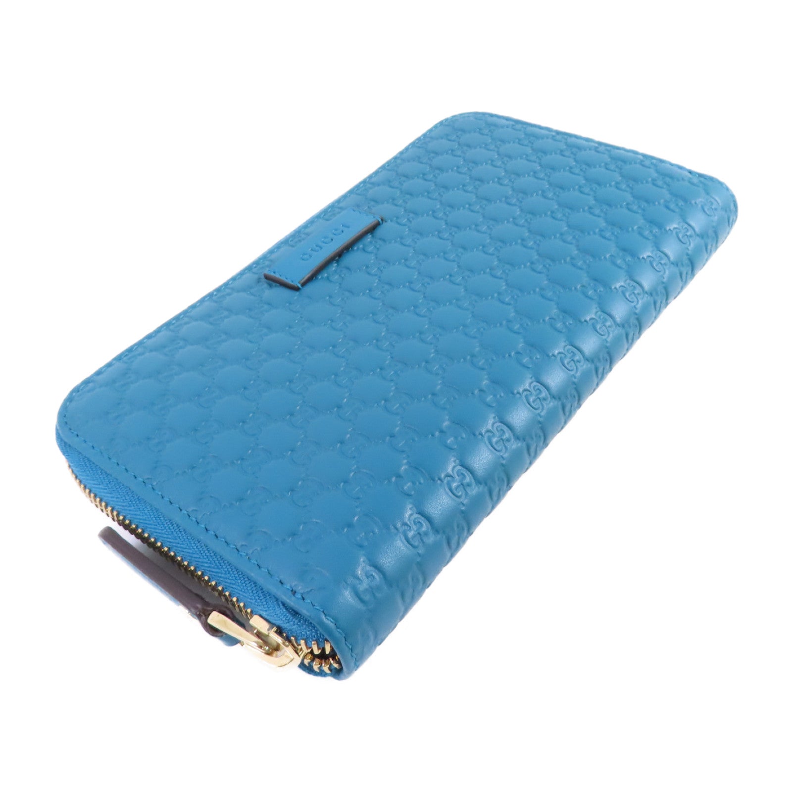 GUCCI 牛皮皮革Zipper Long Wallet金扣拉鏈長錢包湖綠色