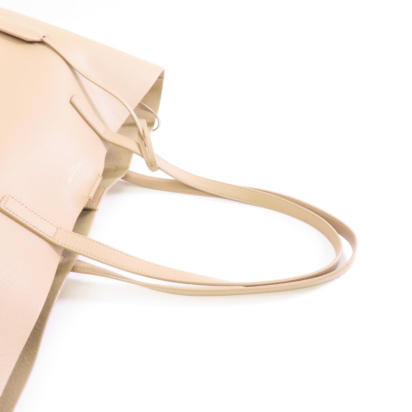 YVES SAINT LAURENT 牛皮皮革Shoulder Tote金扣手挽袋米色