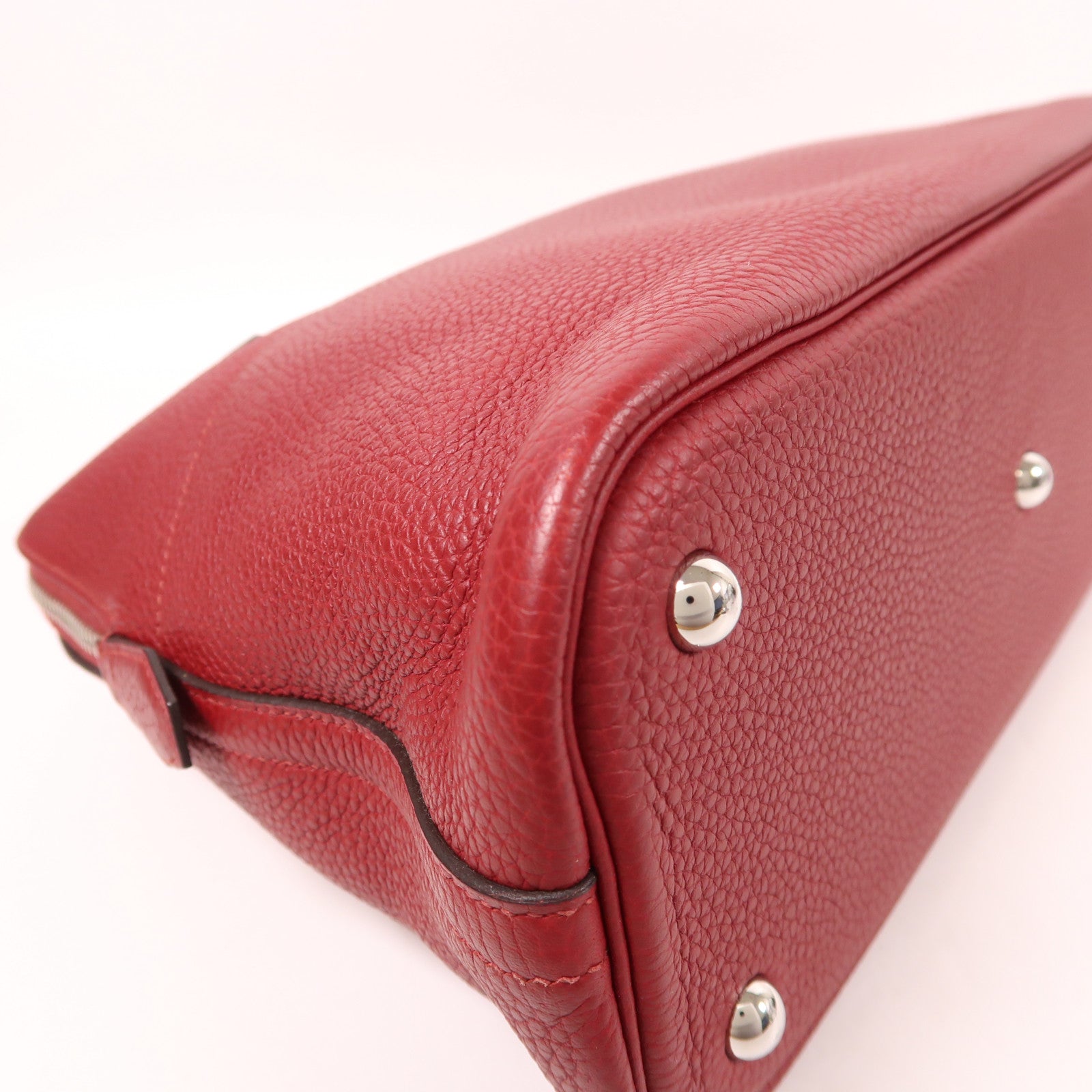 HERMES Clemence皮革Bolide 31銀扣手挽肩背兩用袋Rouge Vif