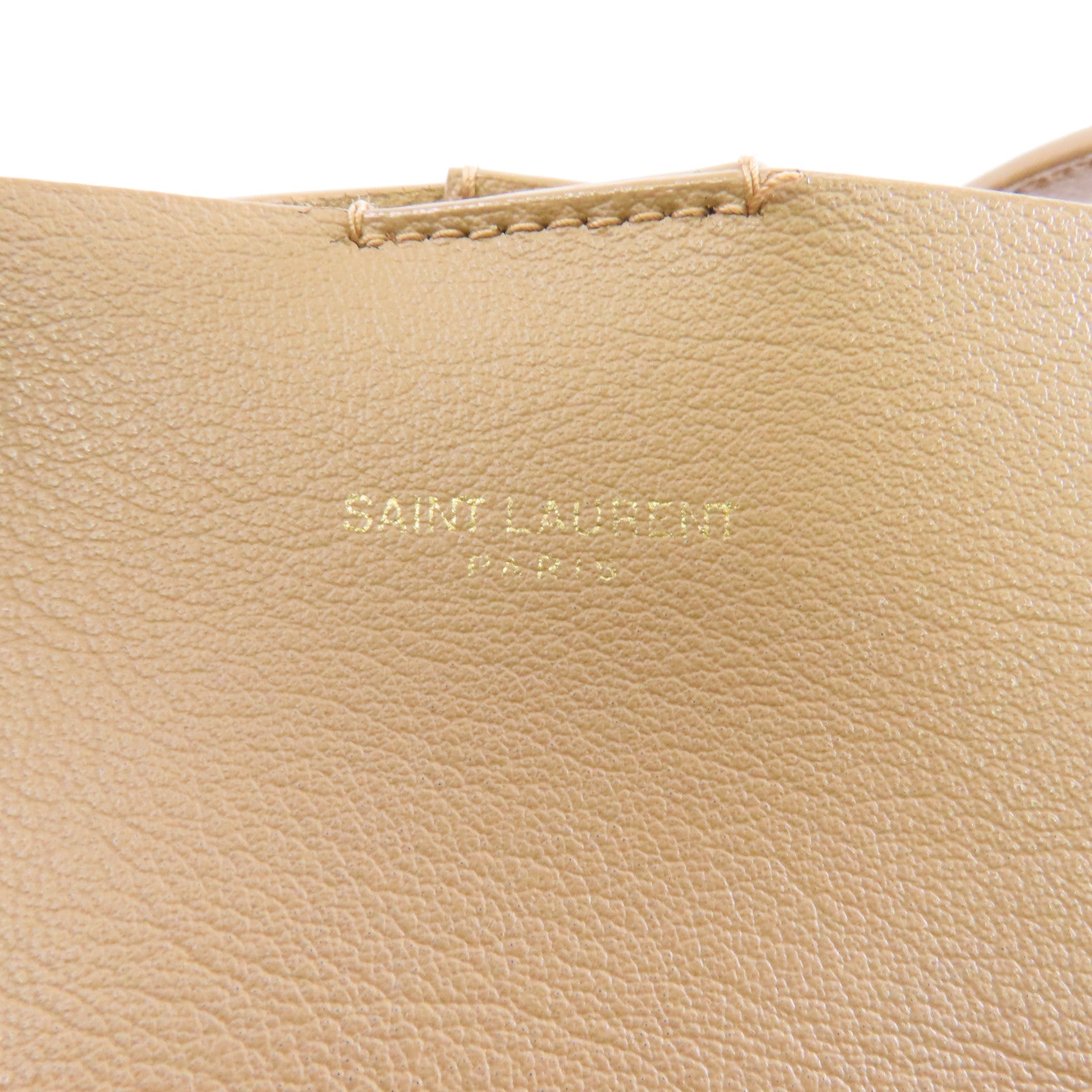 YVES SAINT LAURENT 牛皮皮革Shoulder Tote金扣手挽袋米色
