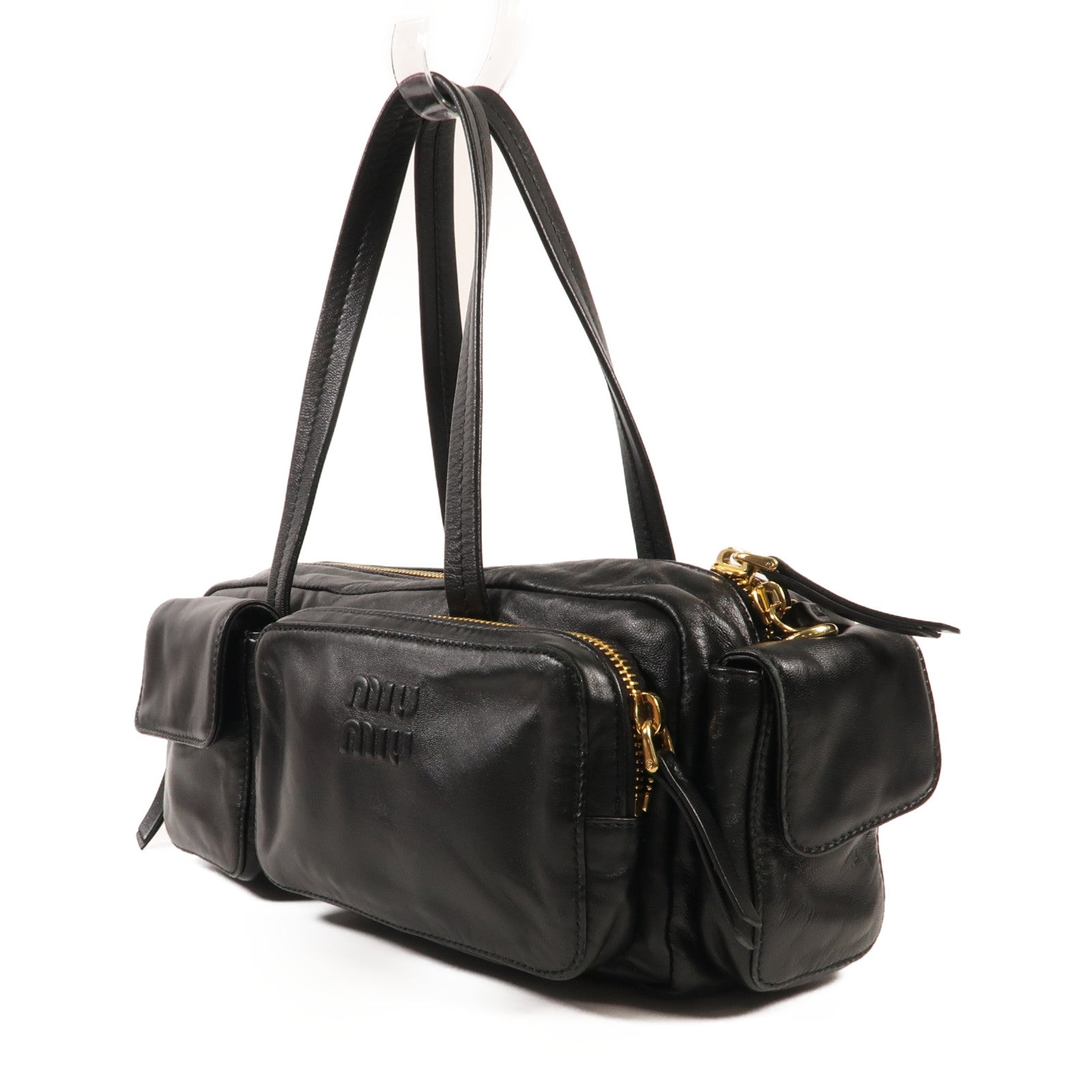 Miu Miu 羊皮皮革Pocket Handbag金扣手挽肩背兩用袋