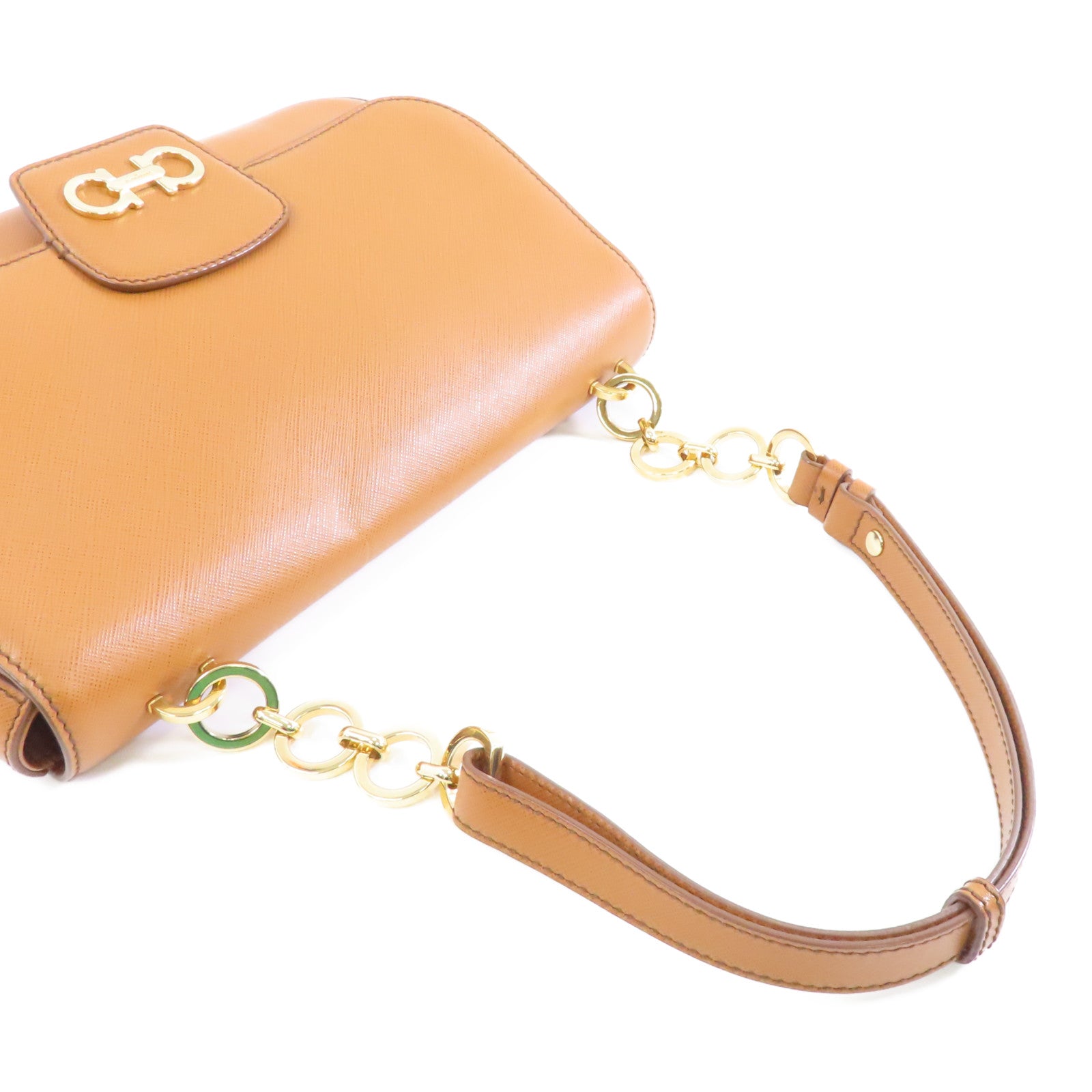 Salvatore Ferragamo 牛皮皮革Shoulder Bag金扣肩背袋啡色