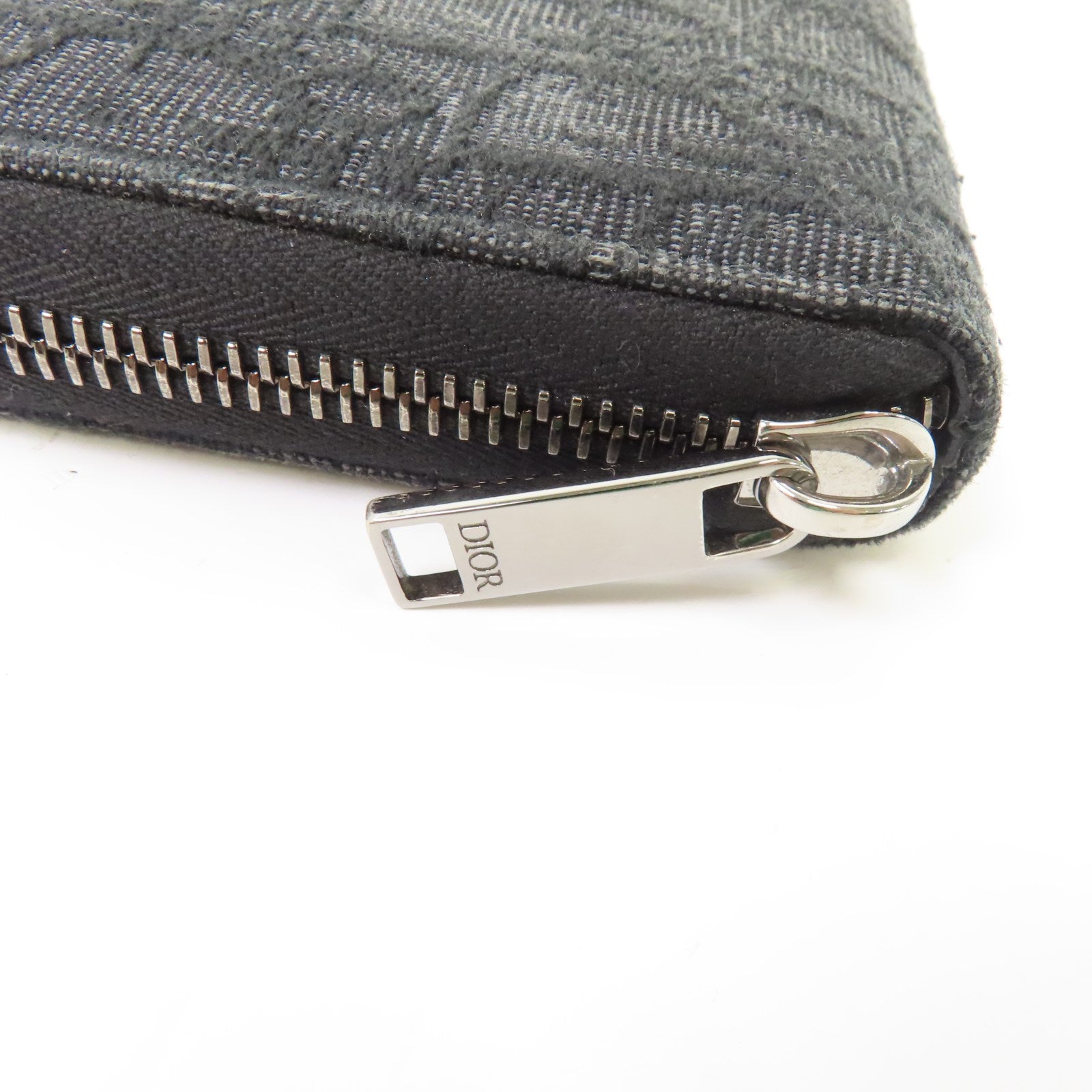 Dior 帆布Zipper Wallet銀扣長錢包黑色