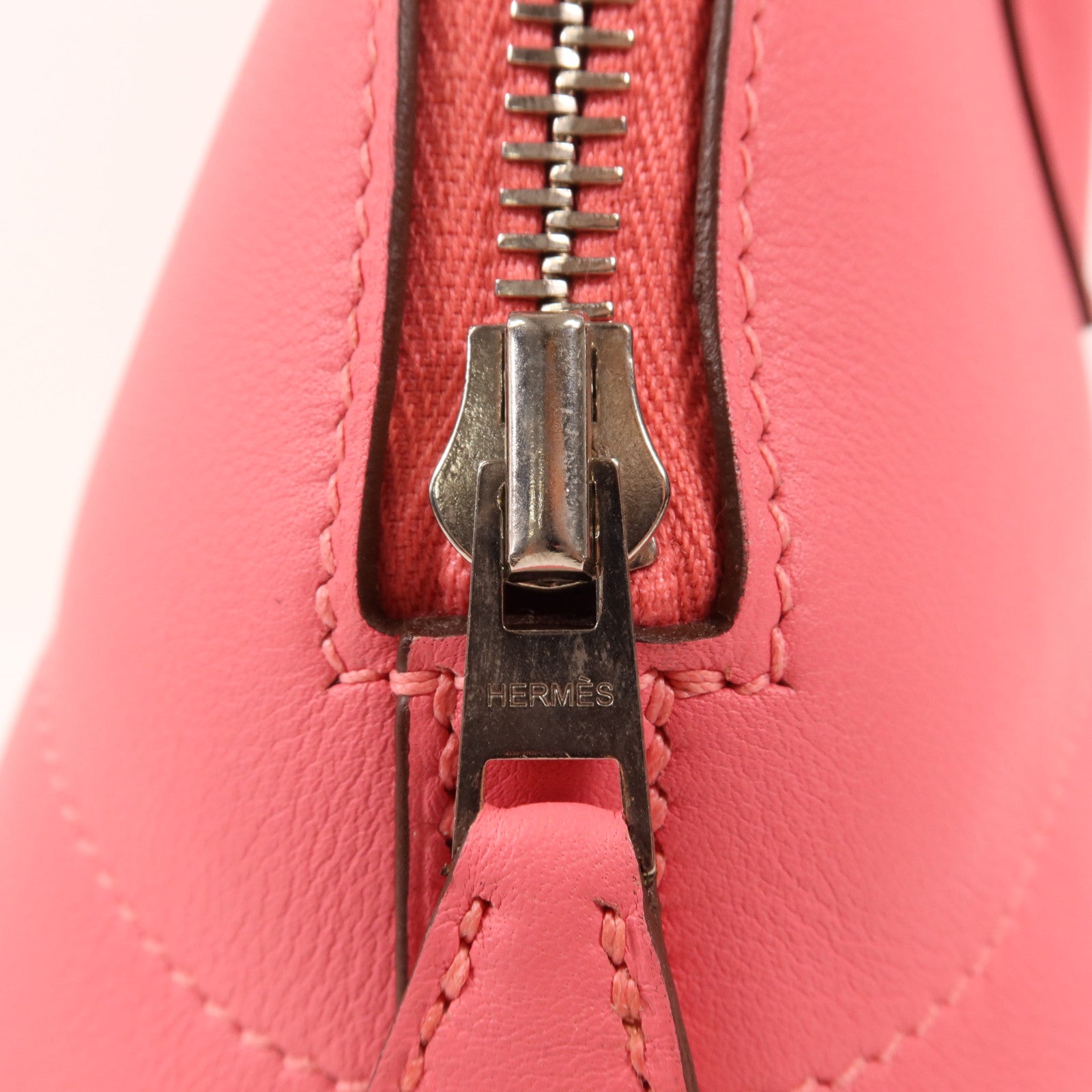 HERMES Swift皮革Bolide 27銀扣手挽肩背兩用袋Rose Azalee