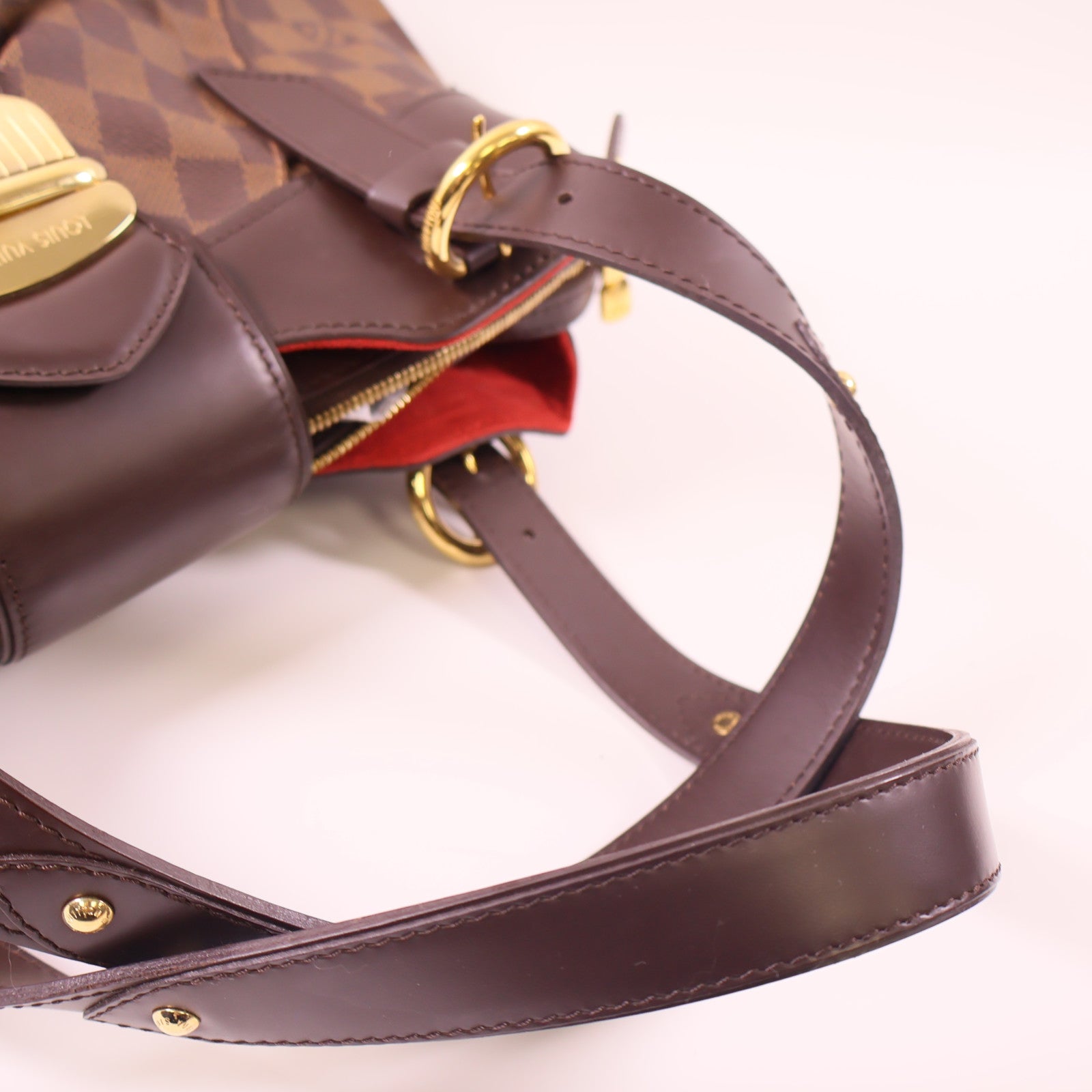 LOUIS VUITTON 【激減優惠】Damier Sistina PM金扣手挽袋棕色