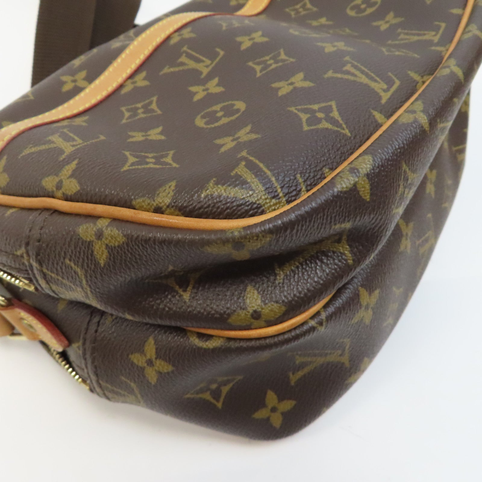 LOUIS VUITTON Monogram Reporter PM金扣肩背袋啡色