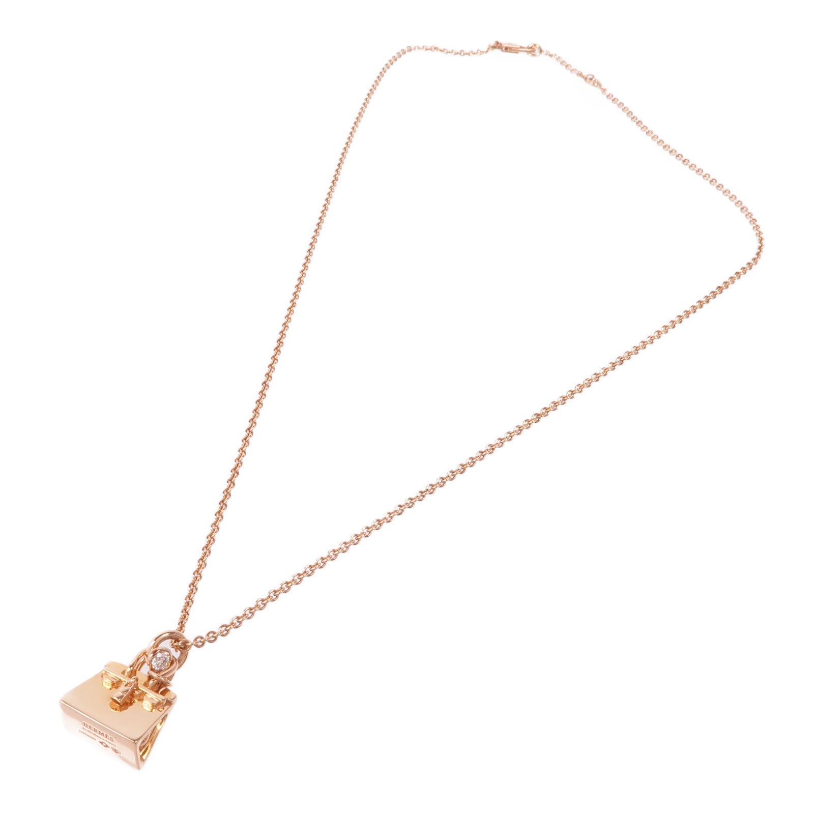 HERMES 【激減優惠】18K玫瑰金Amulettes Birkin Diamond Pendant鑽石項鍊