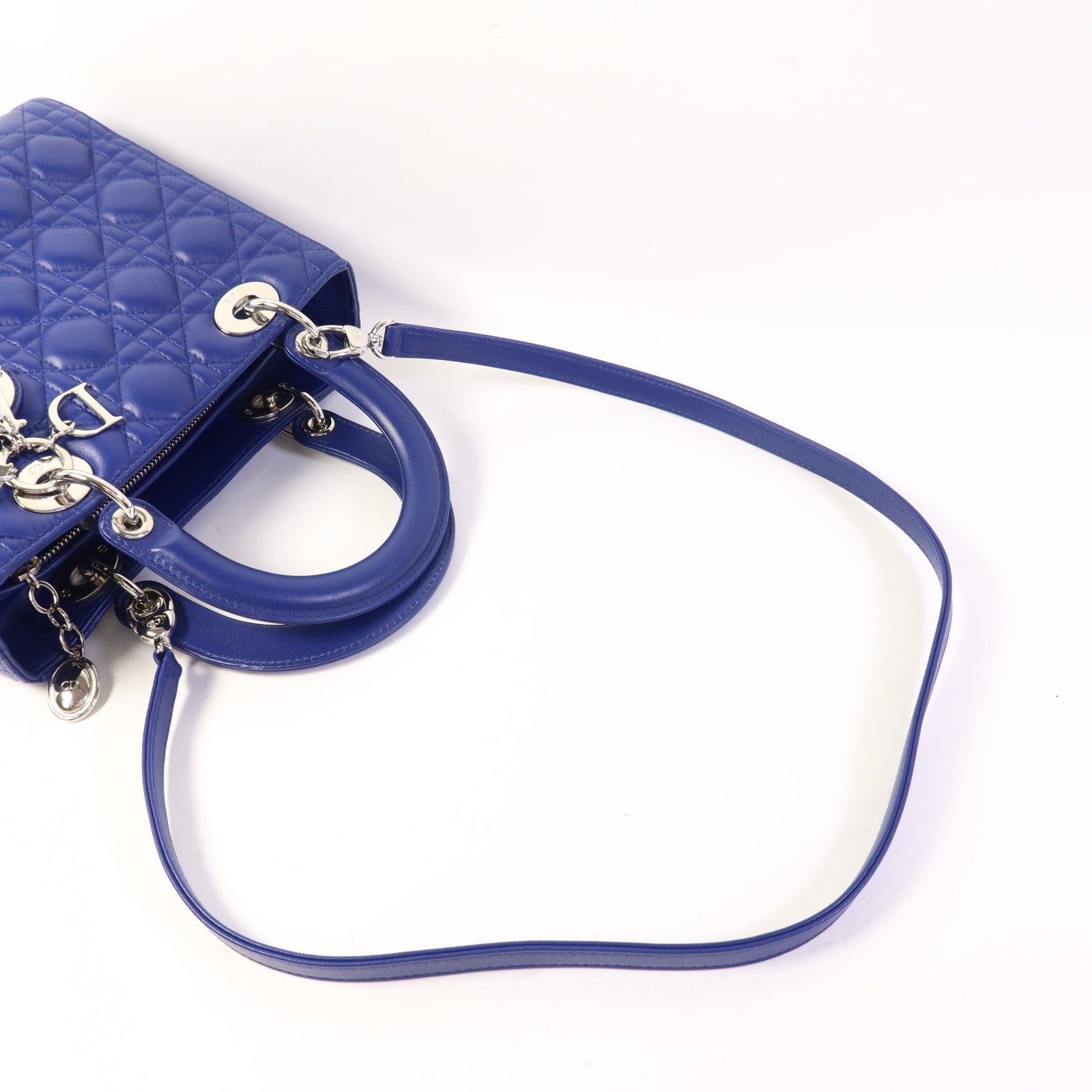 Dior 羊皮皮革Lady Dior銀扣手挽肩背兩用袋